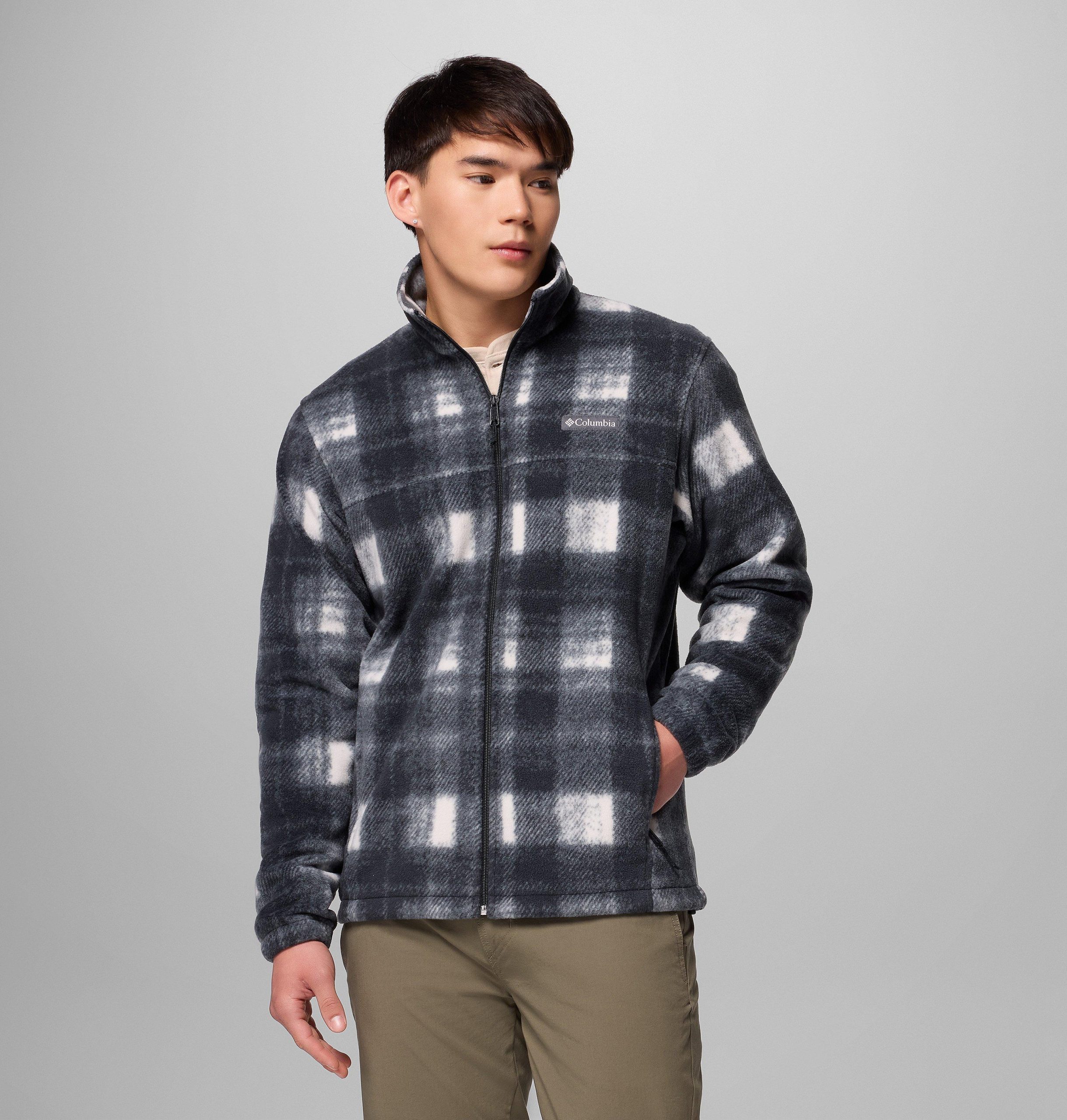 steens herren-fleecejacke mit bergprint – größe l