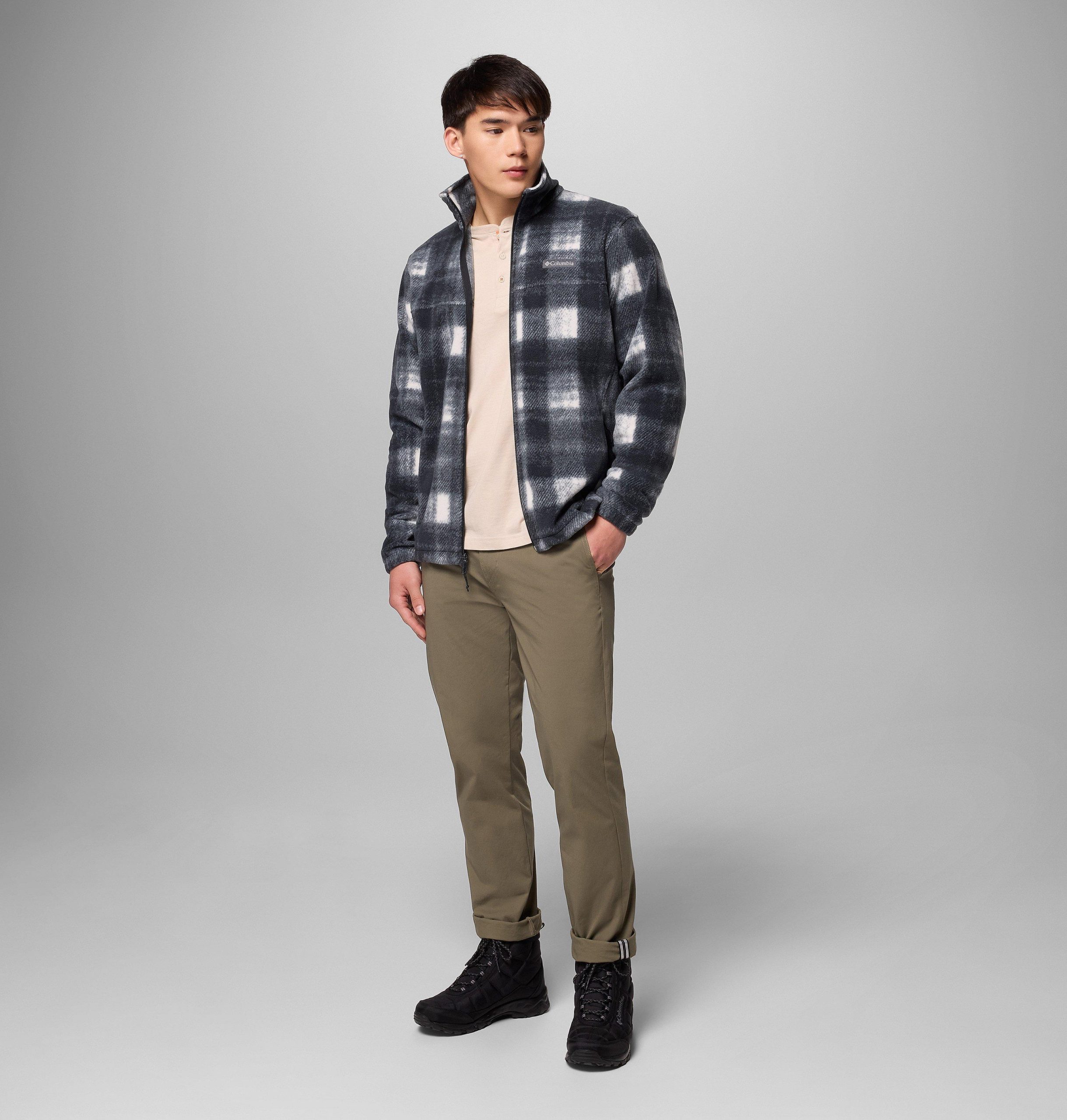 steens herren-fleecejacke mit bergprint – größe l