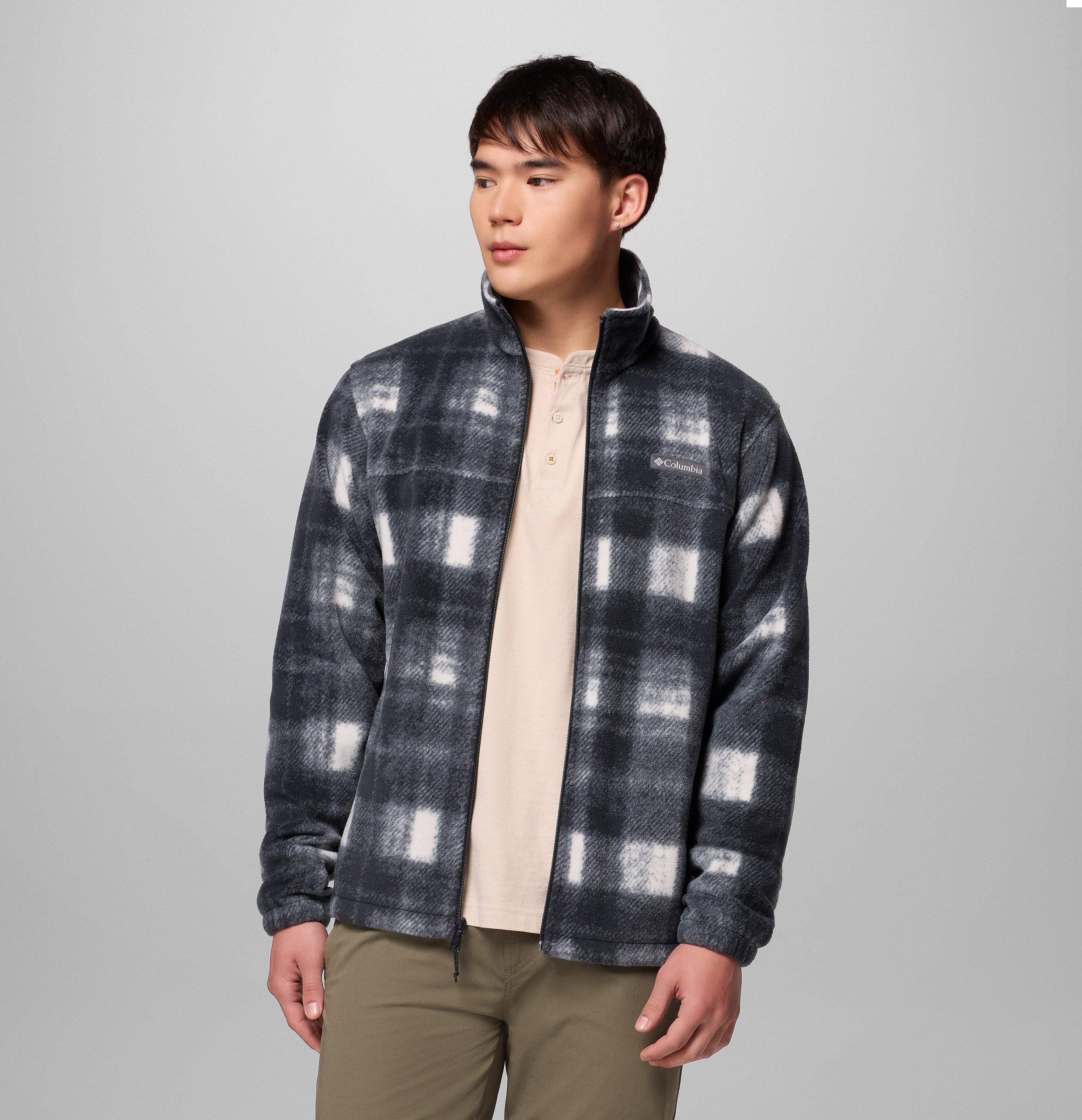 steens herren-fleecejacke mit bergprint – größe l