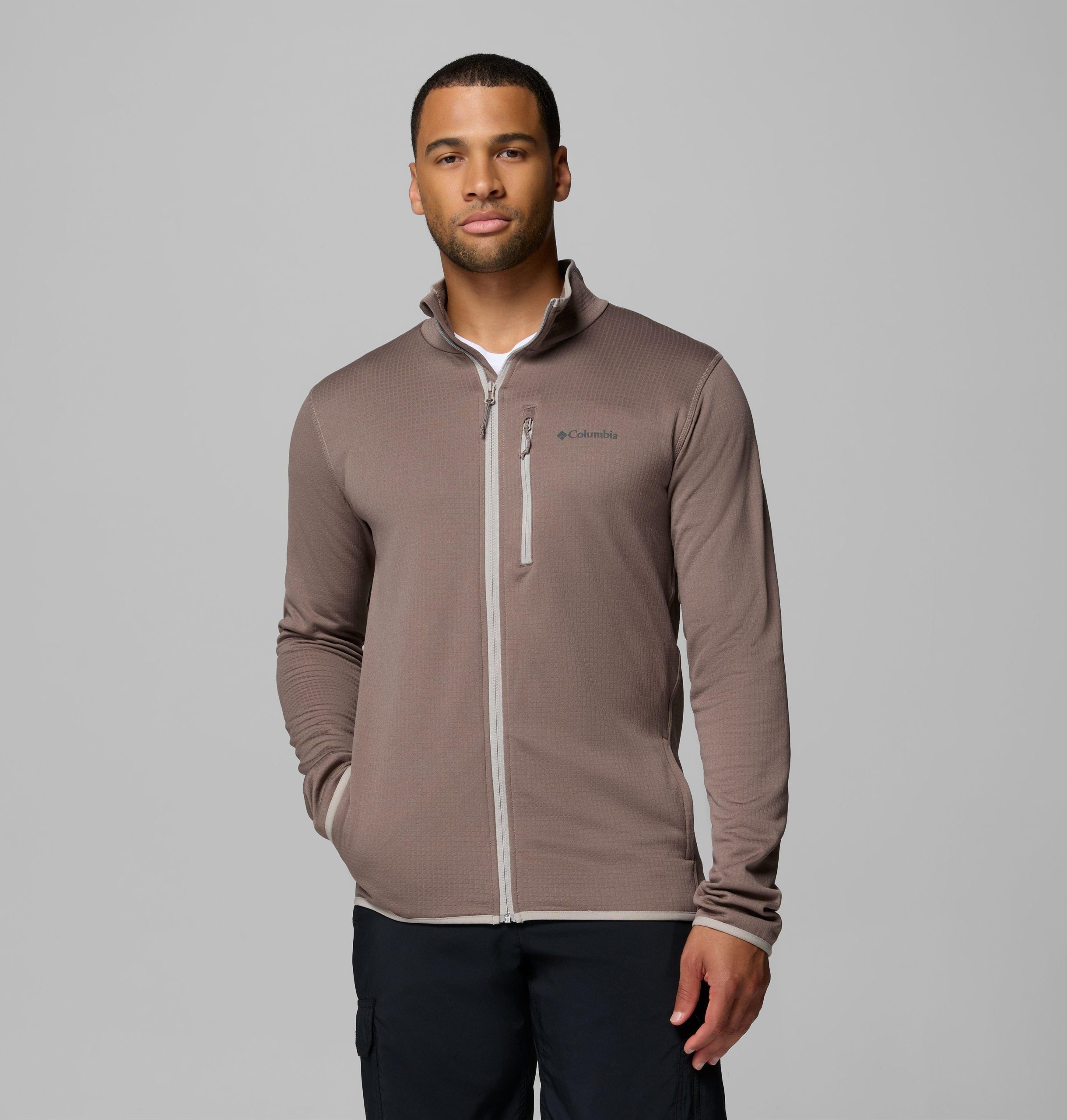 essential hike fleecejacke mit durchgehendem reißverschluss für herren – lang