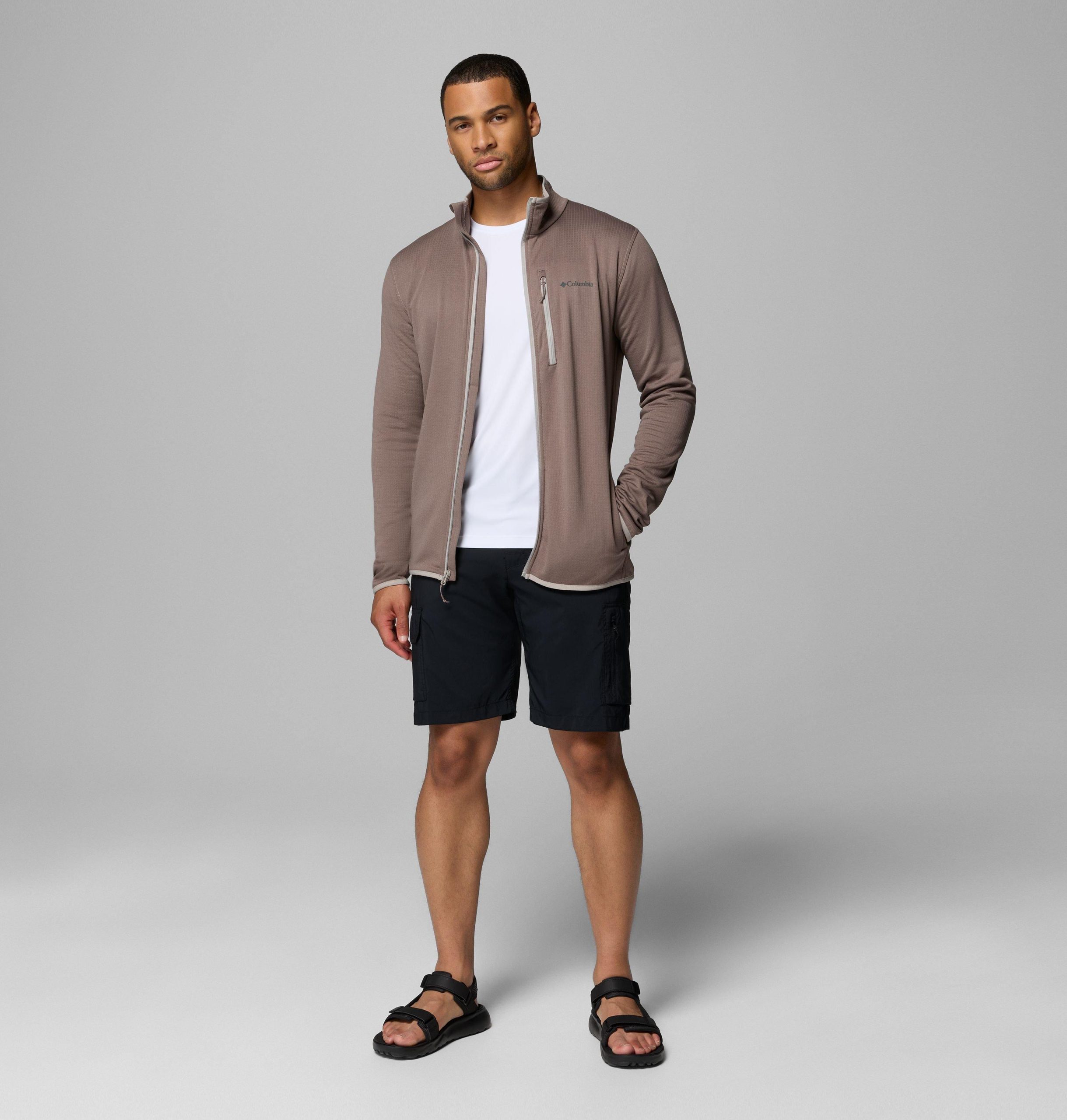 essential hike fleecejacke mit durchgehendem reißverschluss für herren – lang