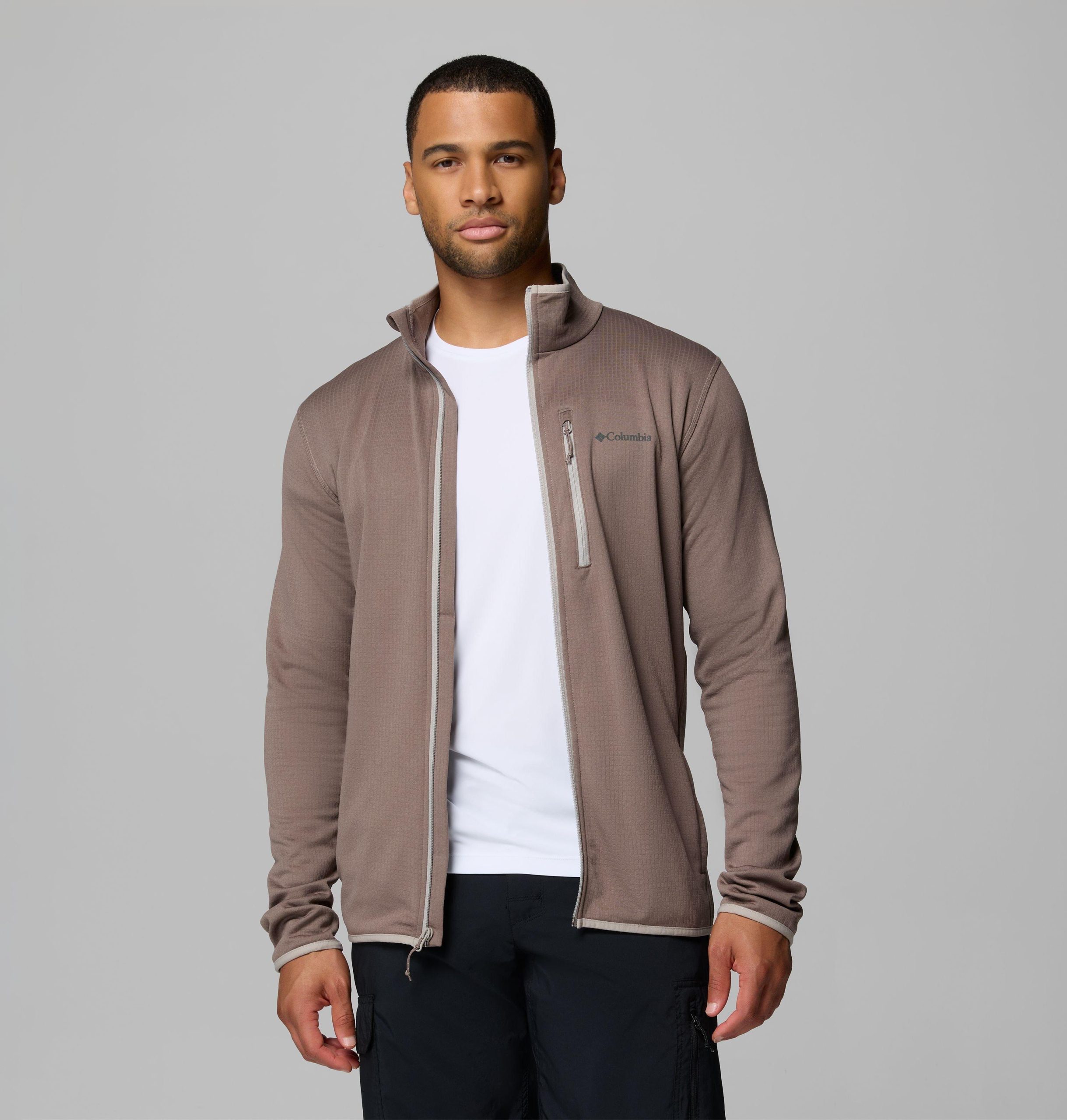 essential hike fleecejacke mit durchgehendem reißverschluss für herren – lang