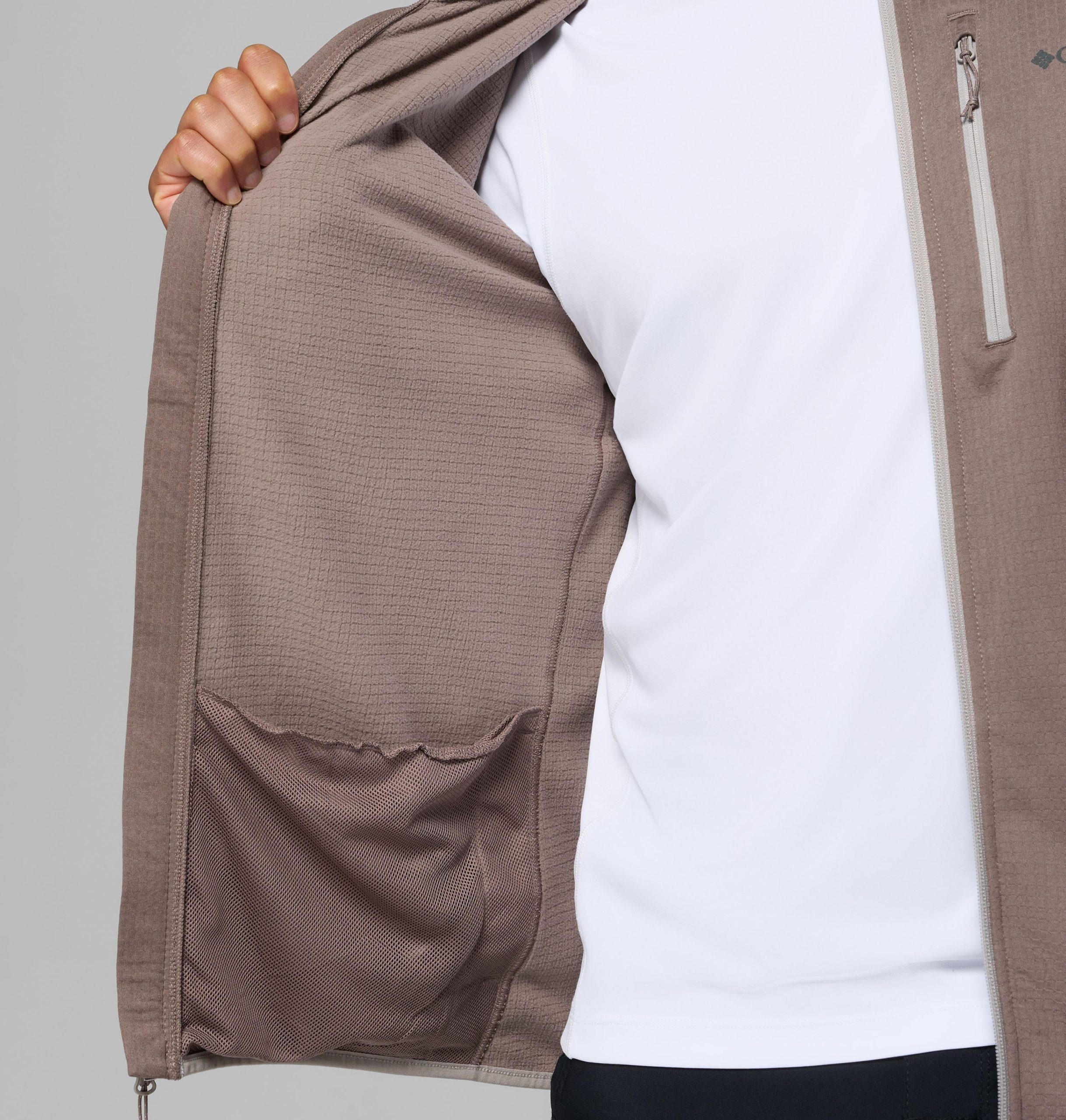 essential hike fleecejacke mit durchgehendem reißverschluss für herren – lang