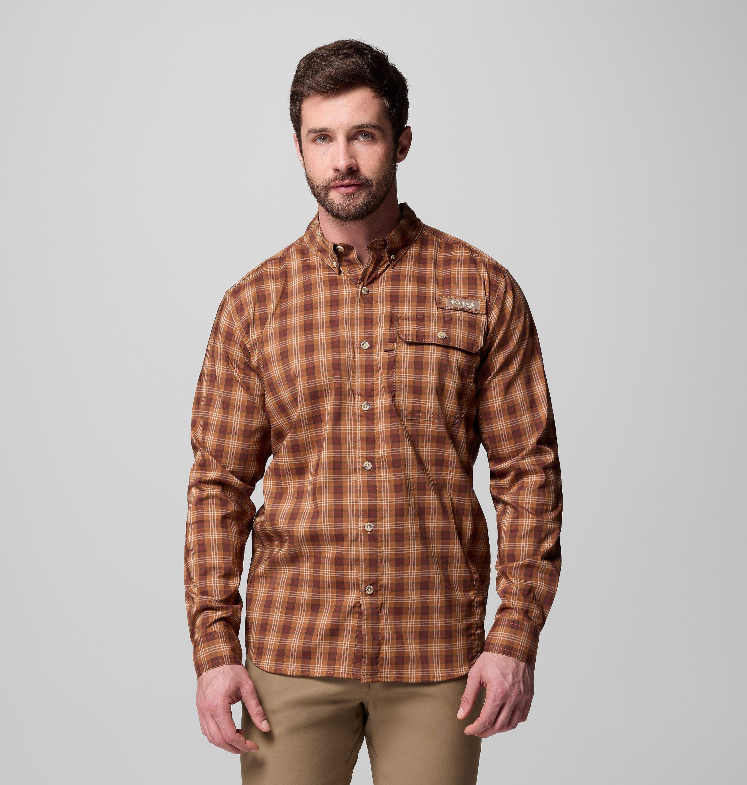 herren sharptail langarm-garnfärbehemd
