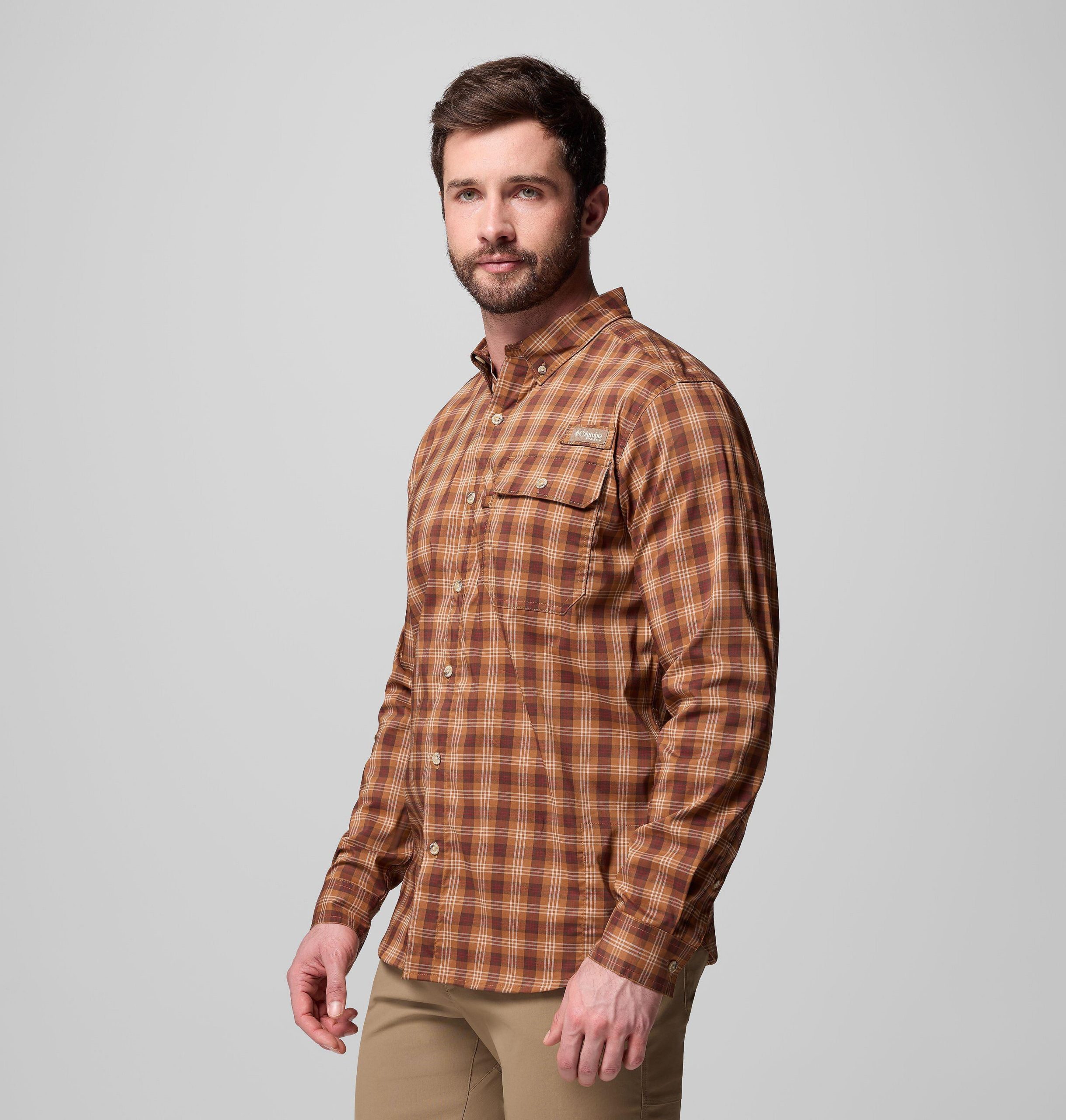 herren sharptail langarm-garnfärbehemd