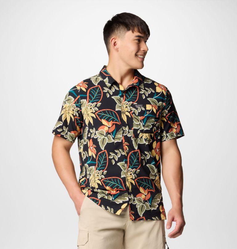 herren tech trail utility kurzarmhemd mit print