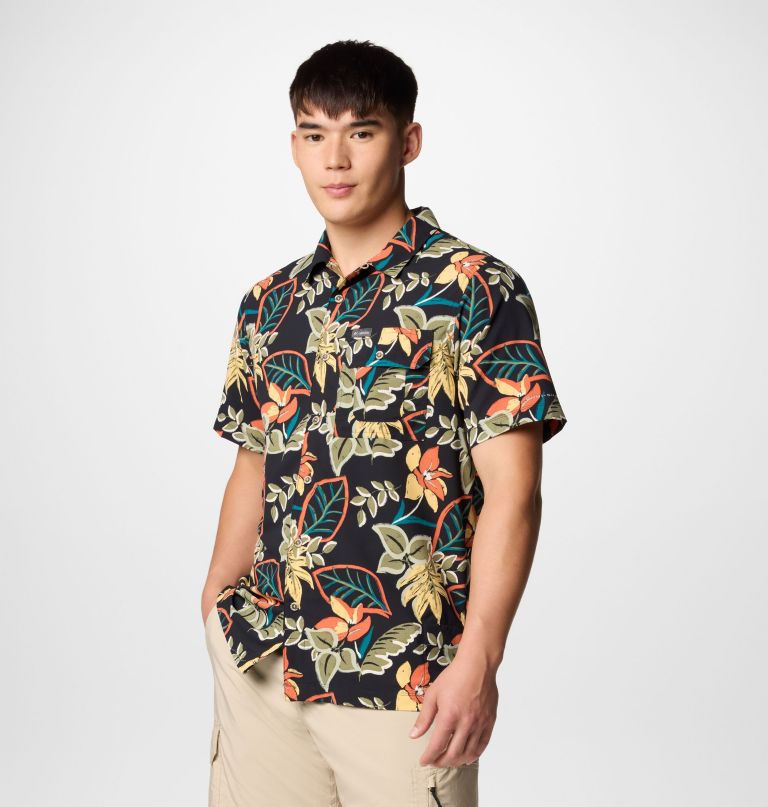 herren tech trail utility kurzarmhemd mit print