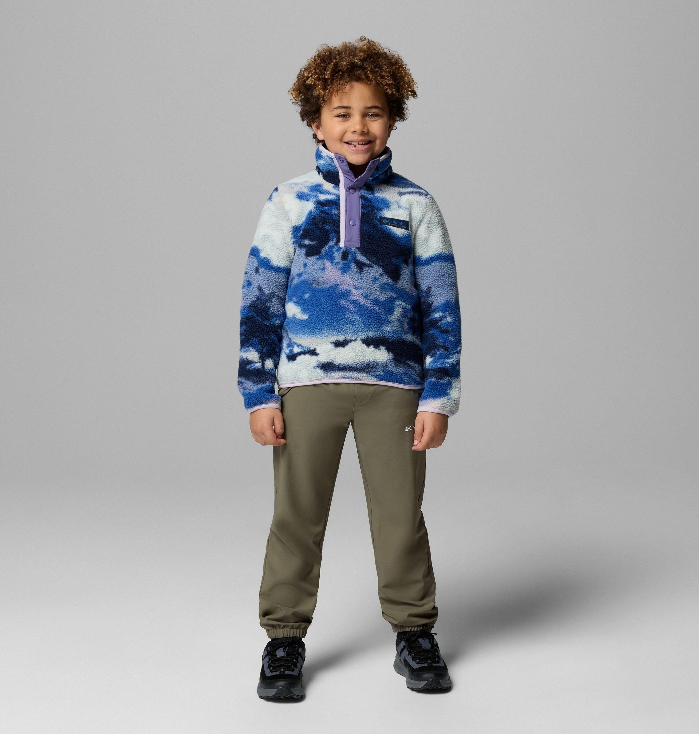 helvetia ii bedruckter fleece-pullover für kinder mit halben druckknöpfen