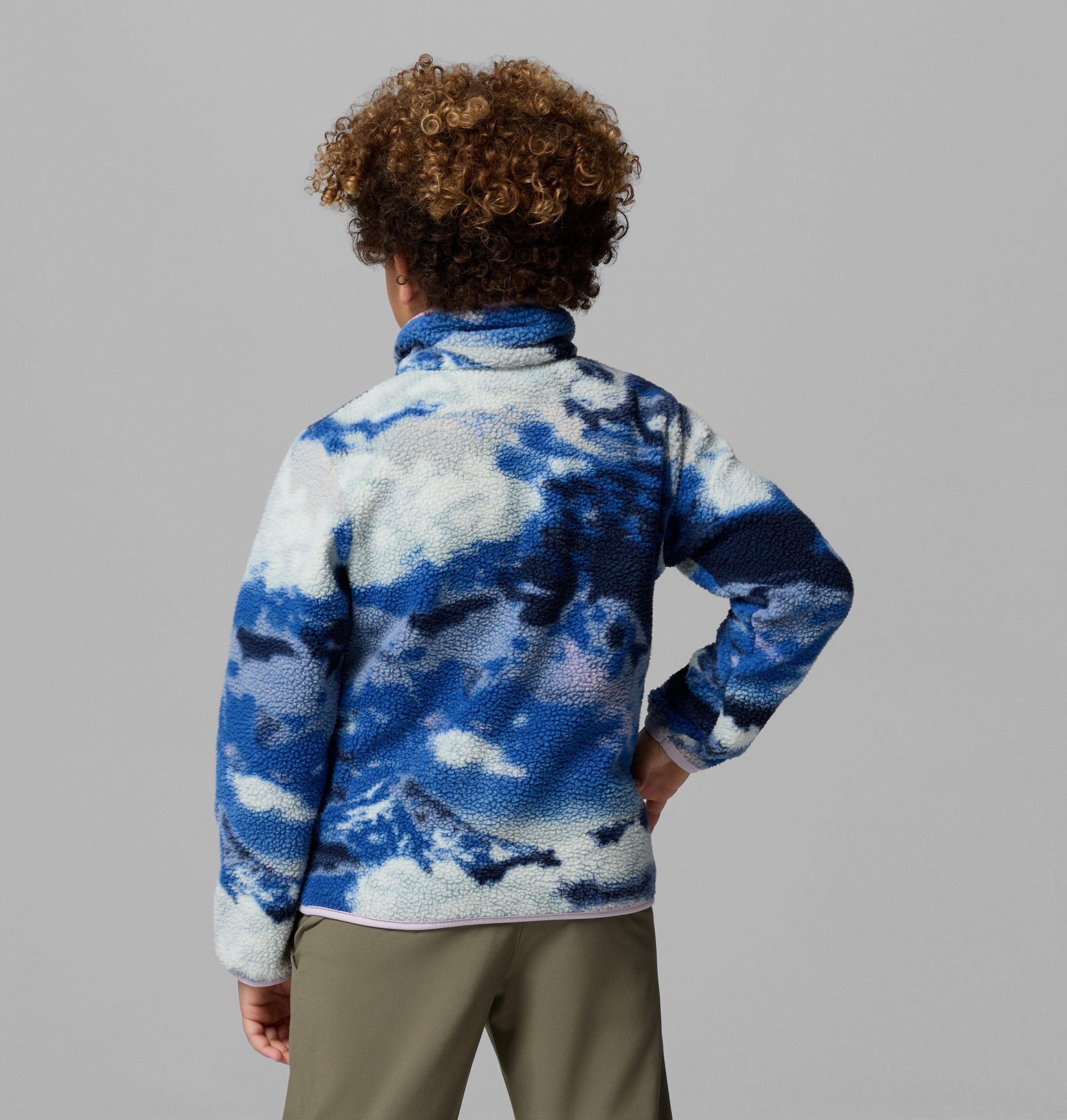 helvetia ii bedruckter fleece-pullover für kinder mit halben druckknöpfen
