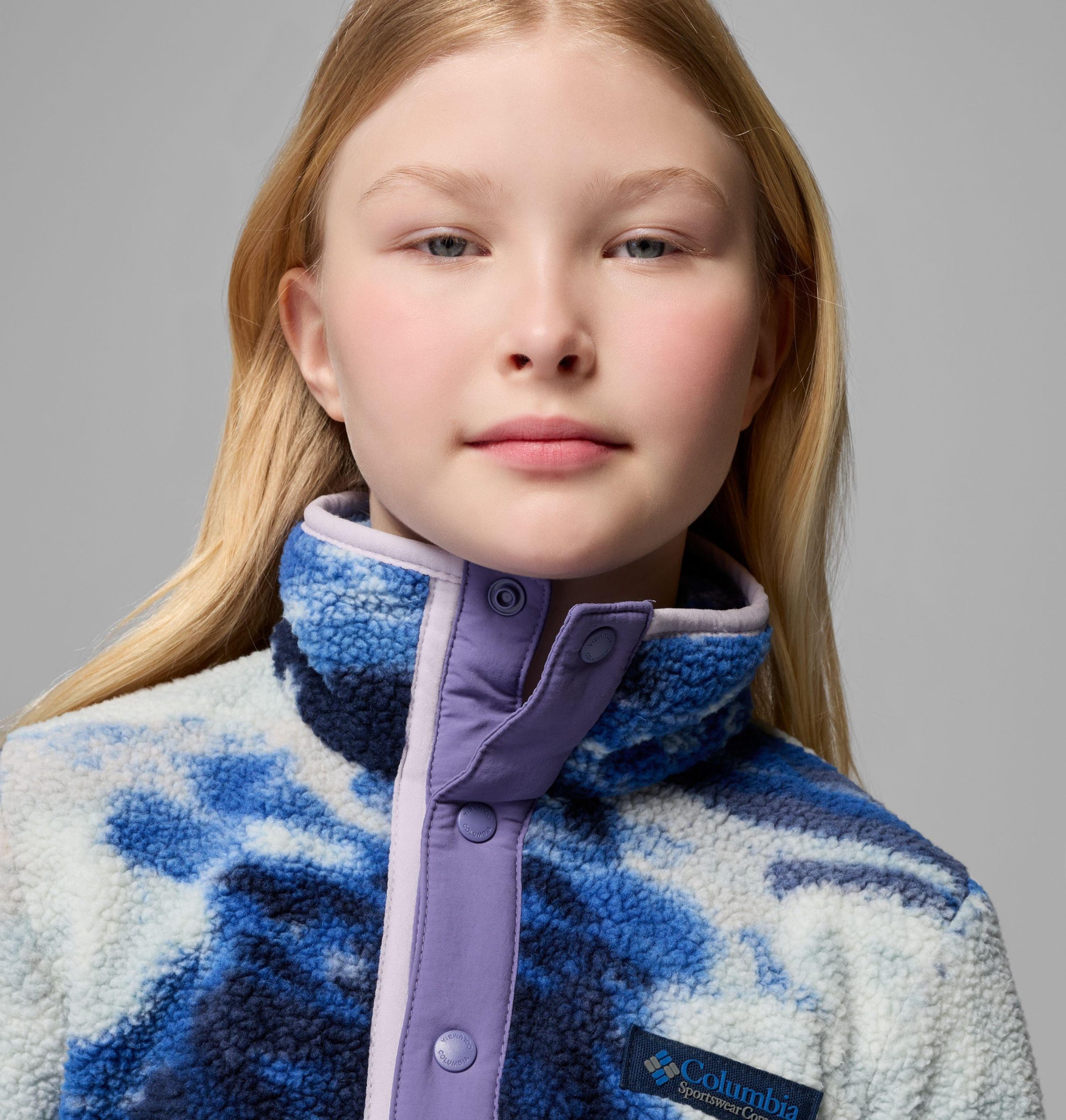 helvetia ii bedruckter fleece-pullover für kinder mit halben druckknöpfen