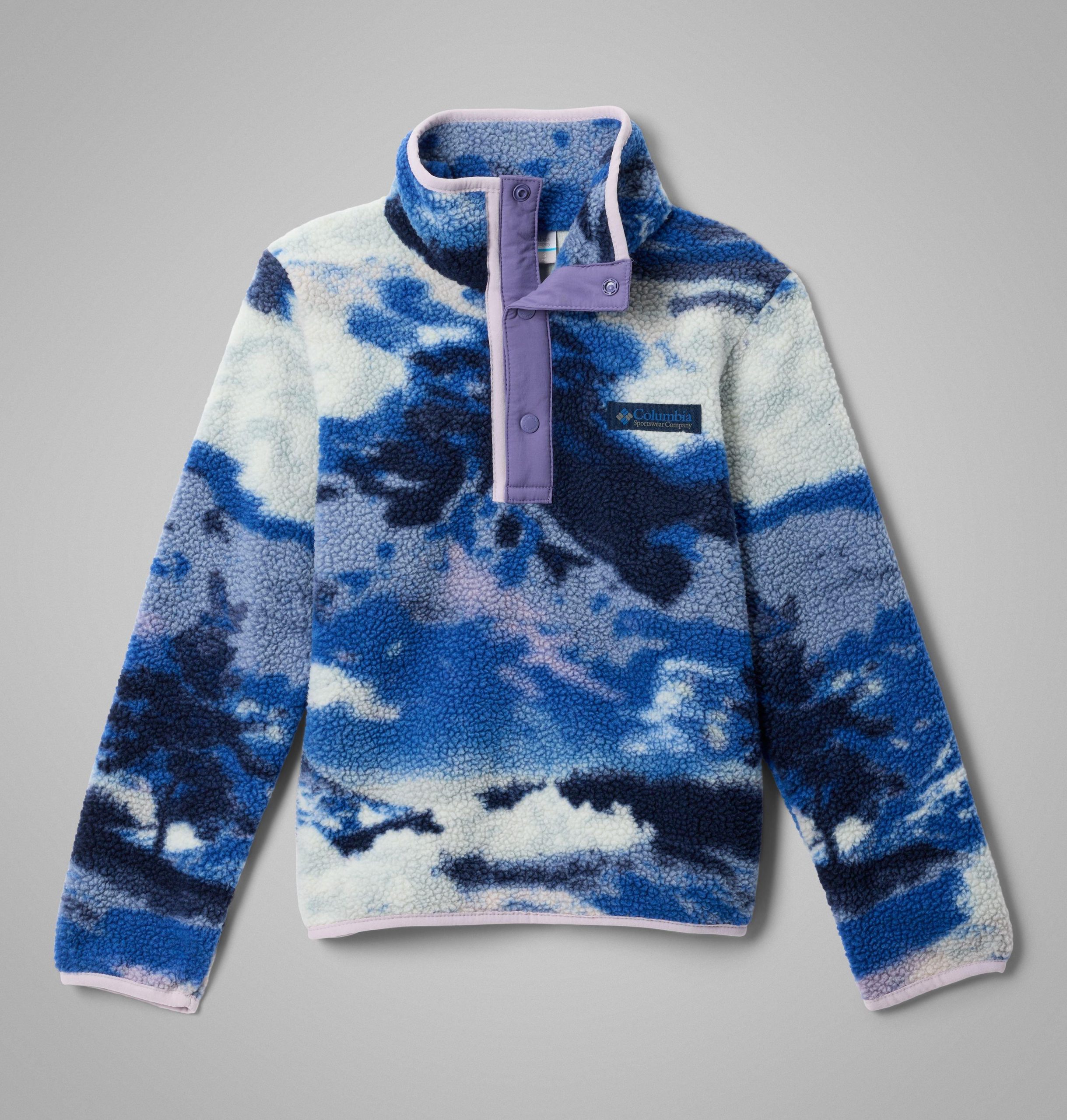 helvetia ii bedruckter fleece-pullover für kinder mit halben druckknöpfen