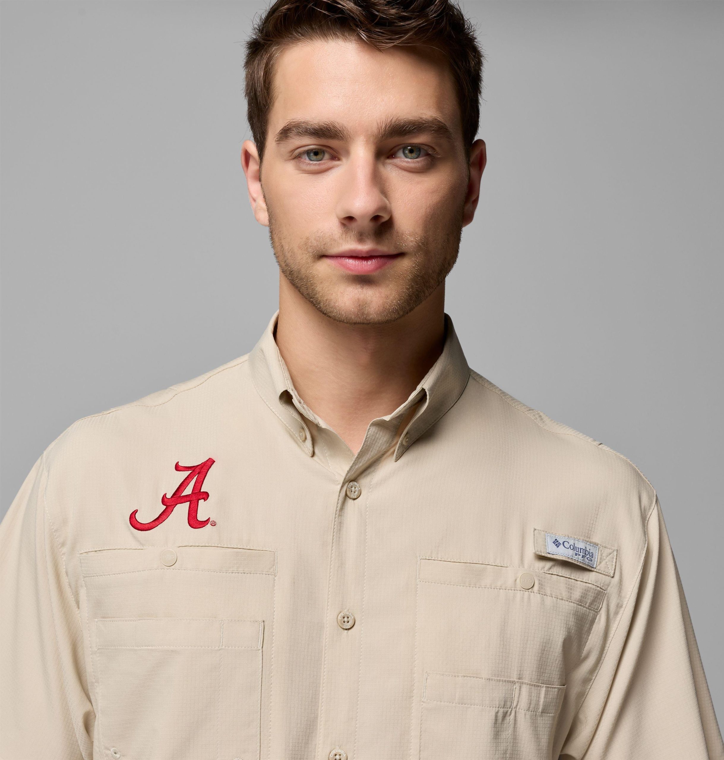 pfg tamiami kurzarm-herrenhemd für college-fans – alabama