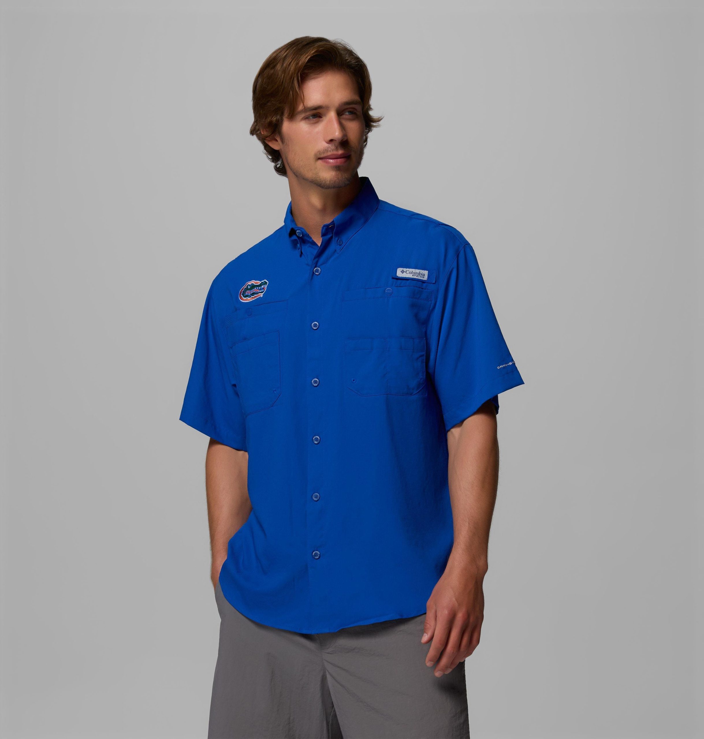pfg tamiami kurzarm-herrenhemd für college-fans – florida