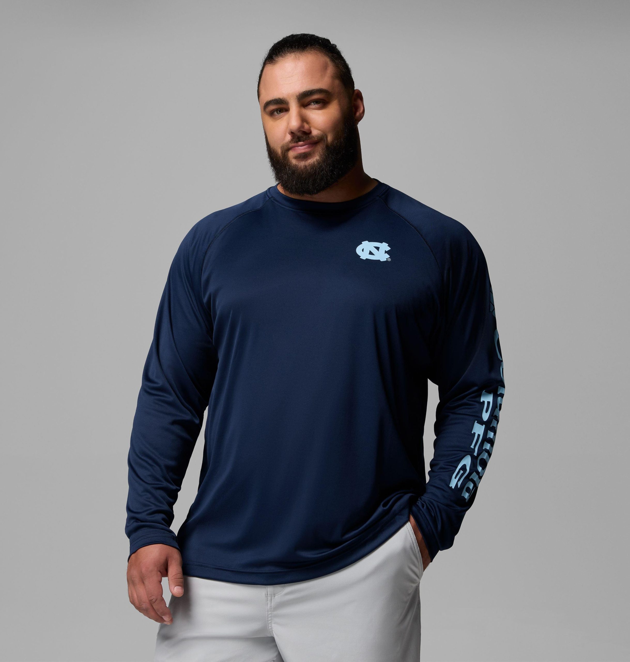 herren college pfg terminal tackle langarmshirt - größe l - north carolina