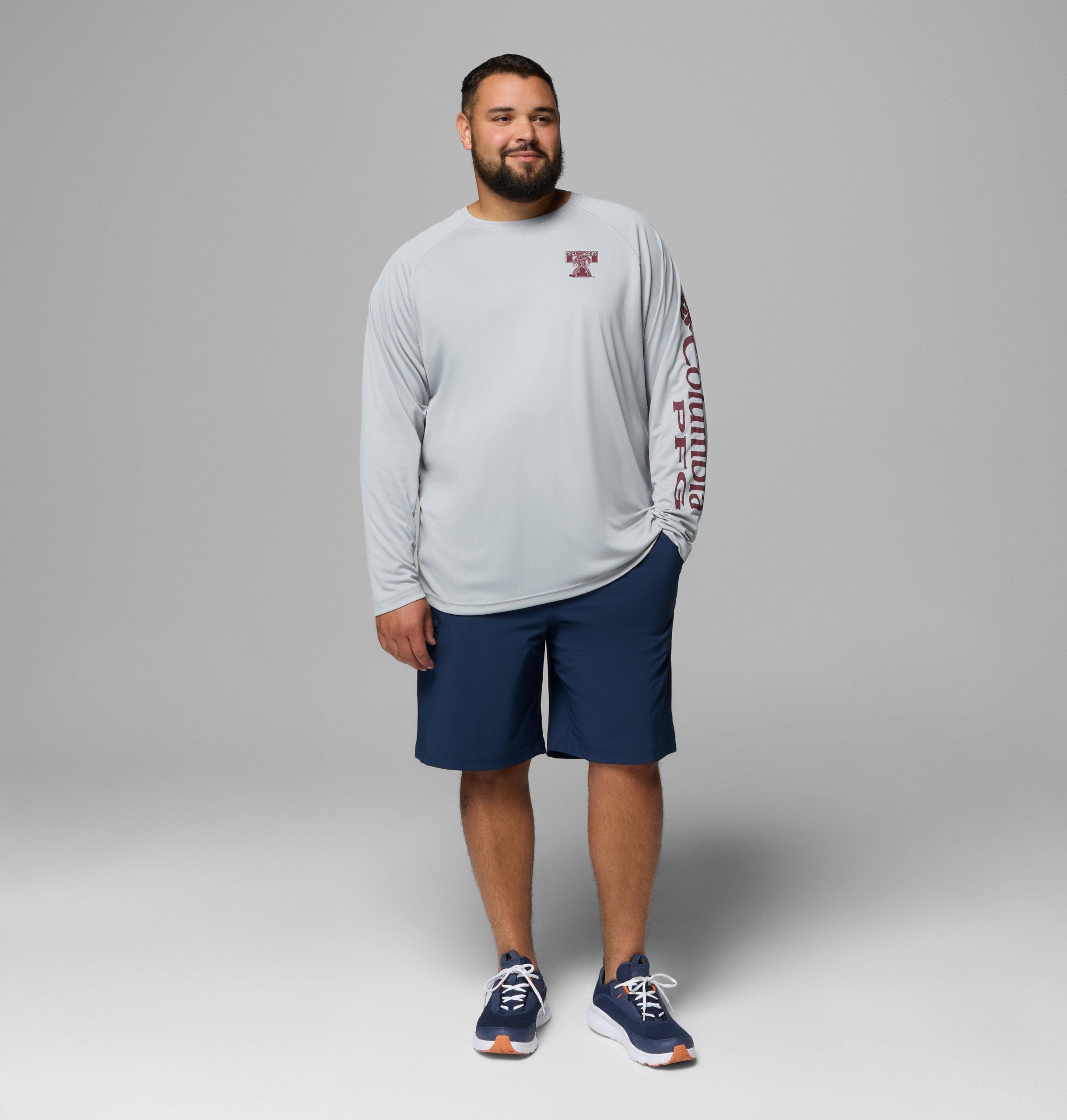 herren college pfg terminal tackle langarmshirt - größe l - texas am