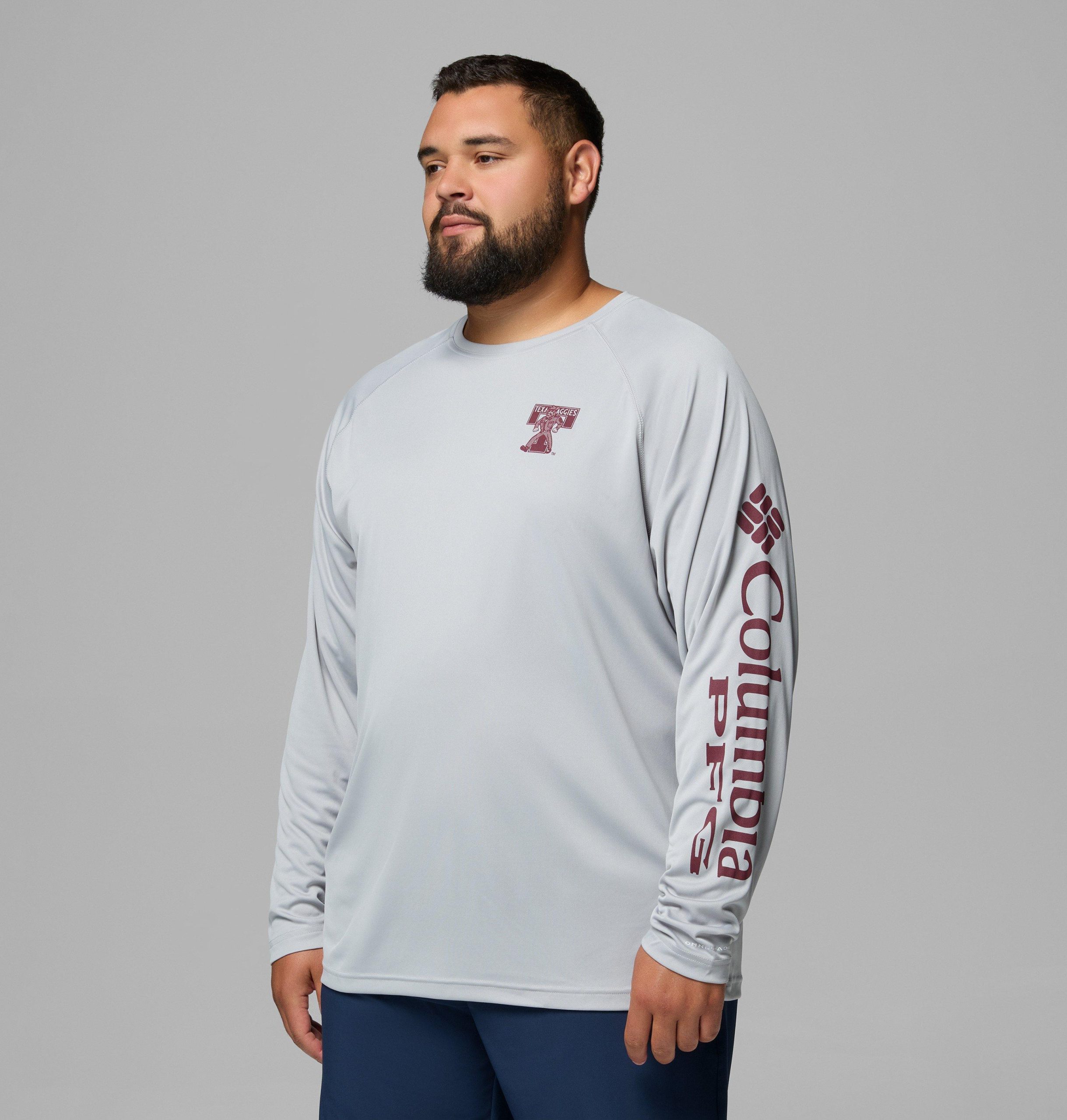 herren college pfg terminal tackle langarmshirt - größe l - texas am