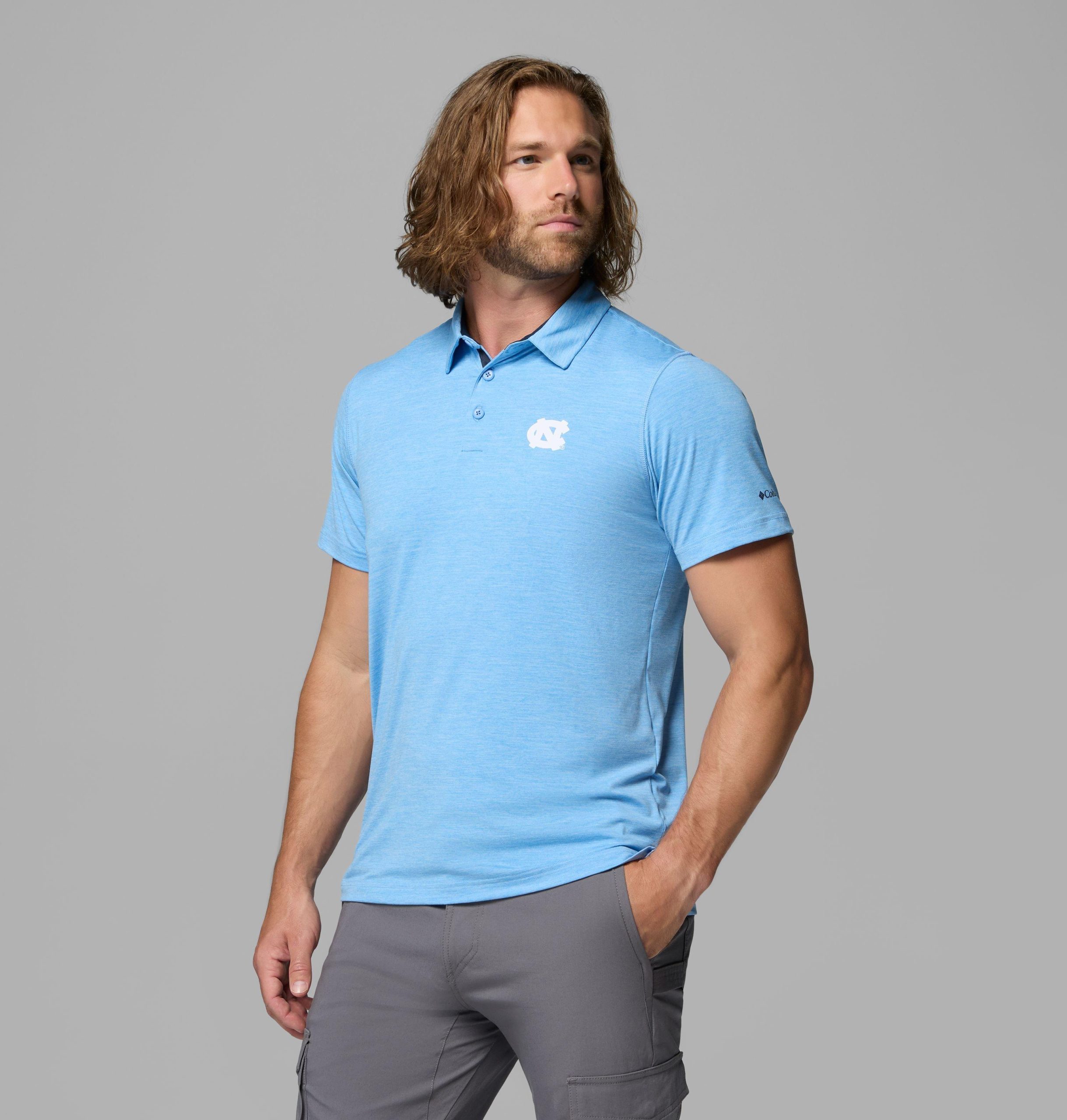 herren collegiate tech trail polo - north carolina