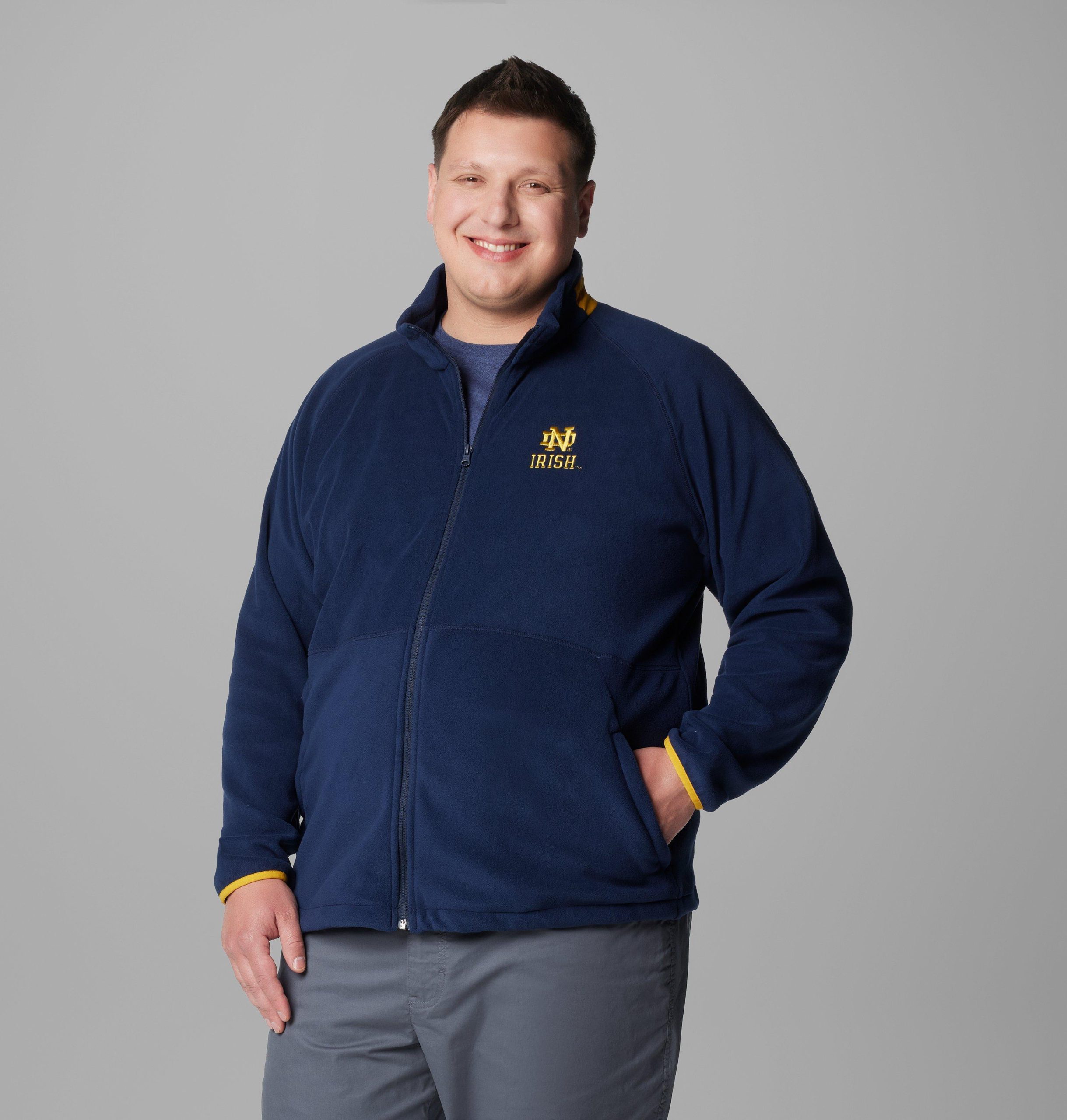 herren collegiate flanker iv fleecejacke – größe l – notre dame
