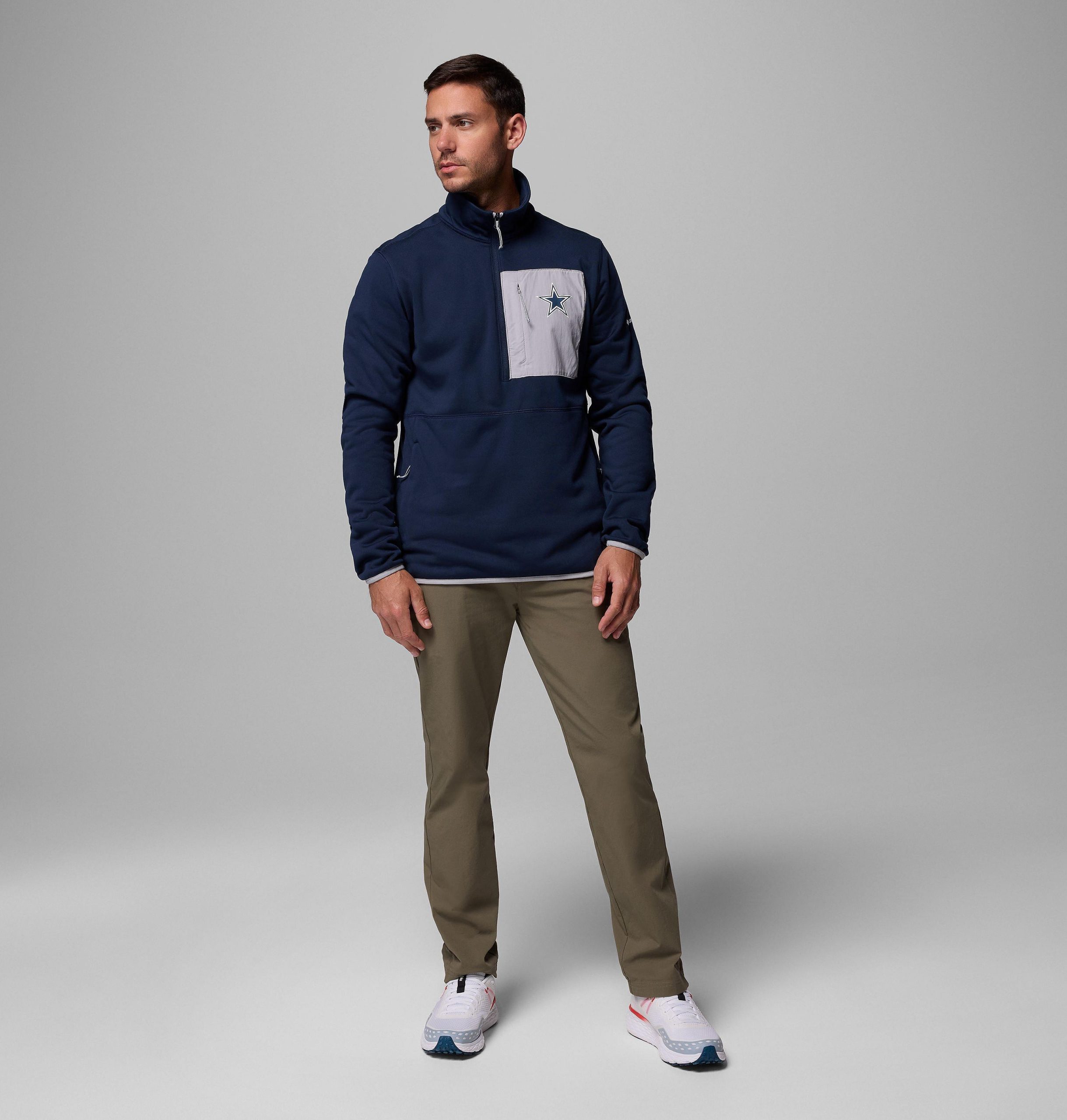 columbia wanderjacke für herren college-stil mit halbem reißverschluss – dallas cowboys