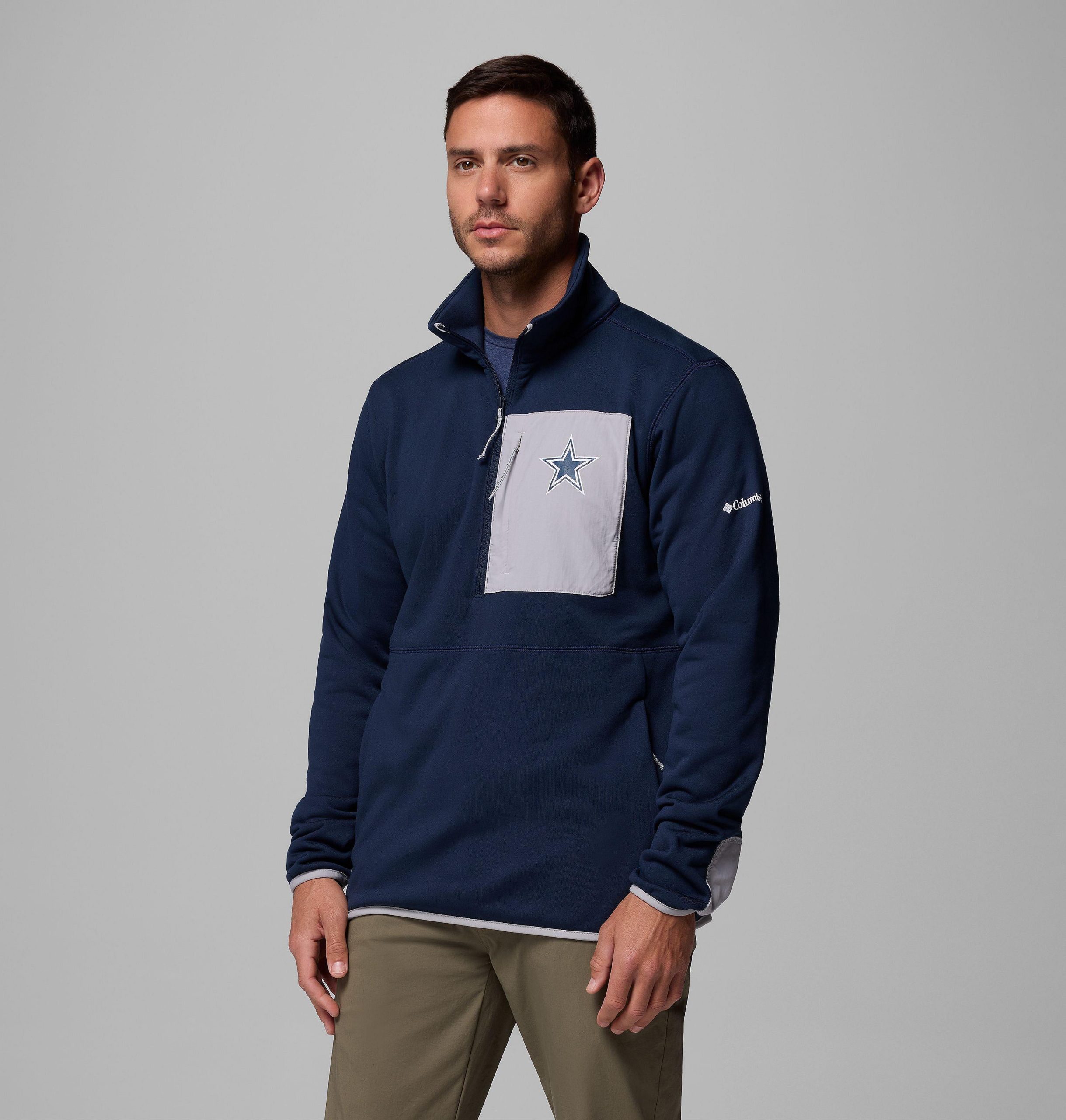 columbia wanderjacke für herren college-stil mit halbem reißverschluss – dallas cowboys