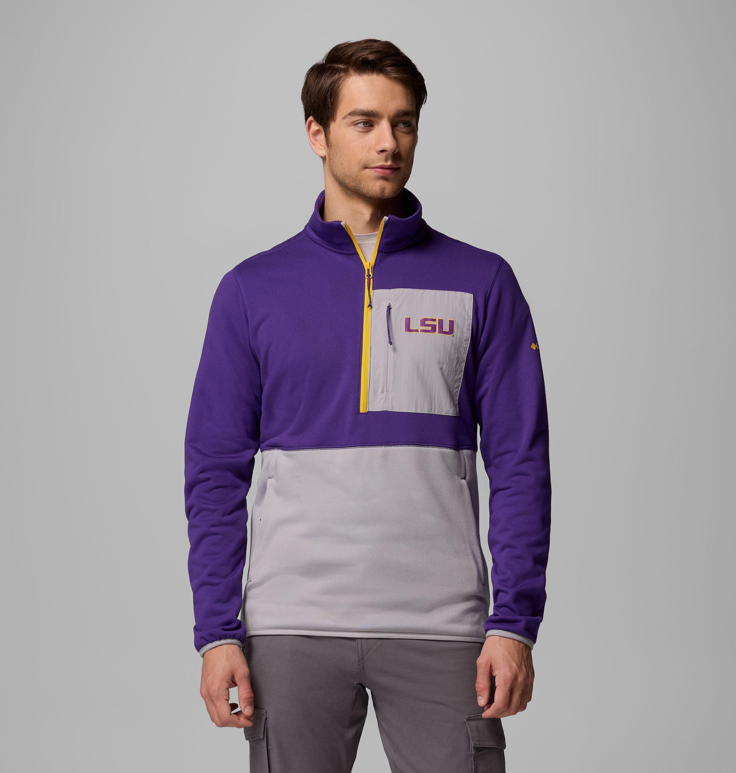 columbia wanderjacke für herren college-stil halber reißverschluss - lsu