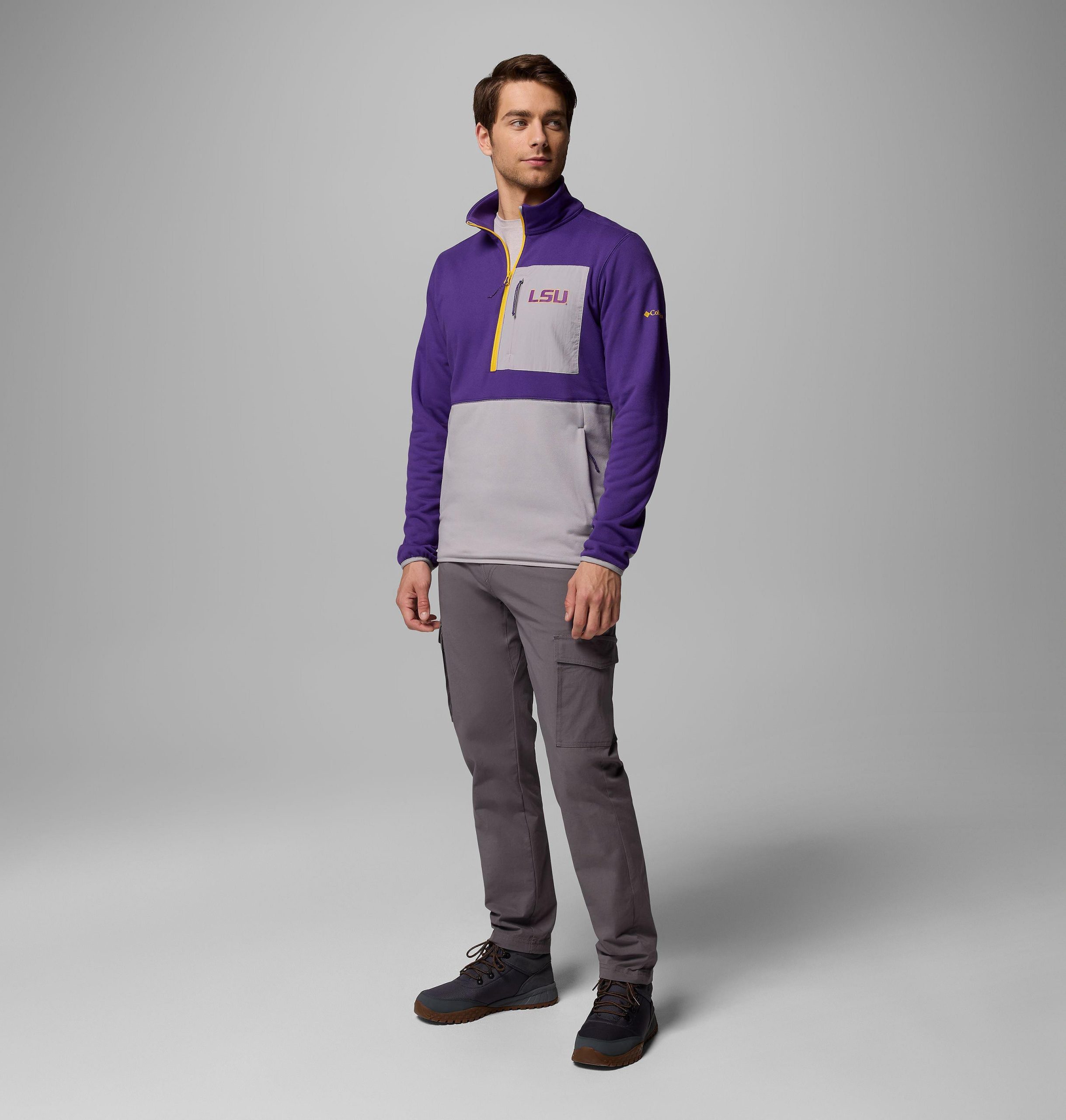 columbia wanderjacke für herren college-stil halber reißverschluss - lsu