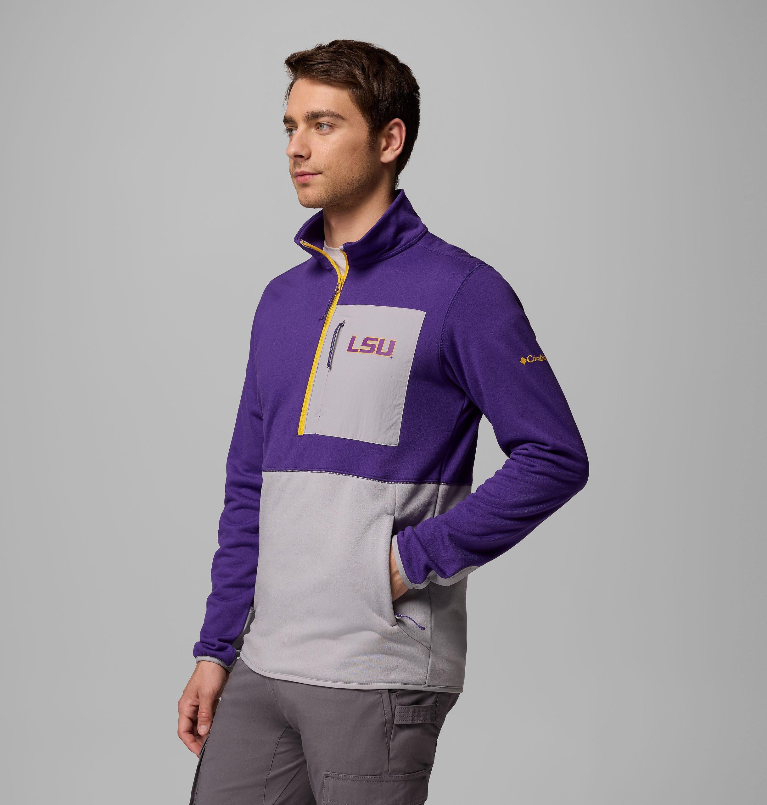 columbia wanderjacke für herren college-stil halber reißverschluss - lsu