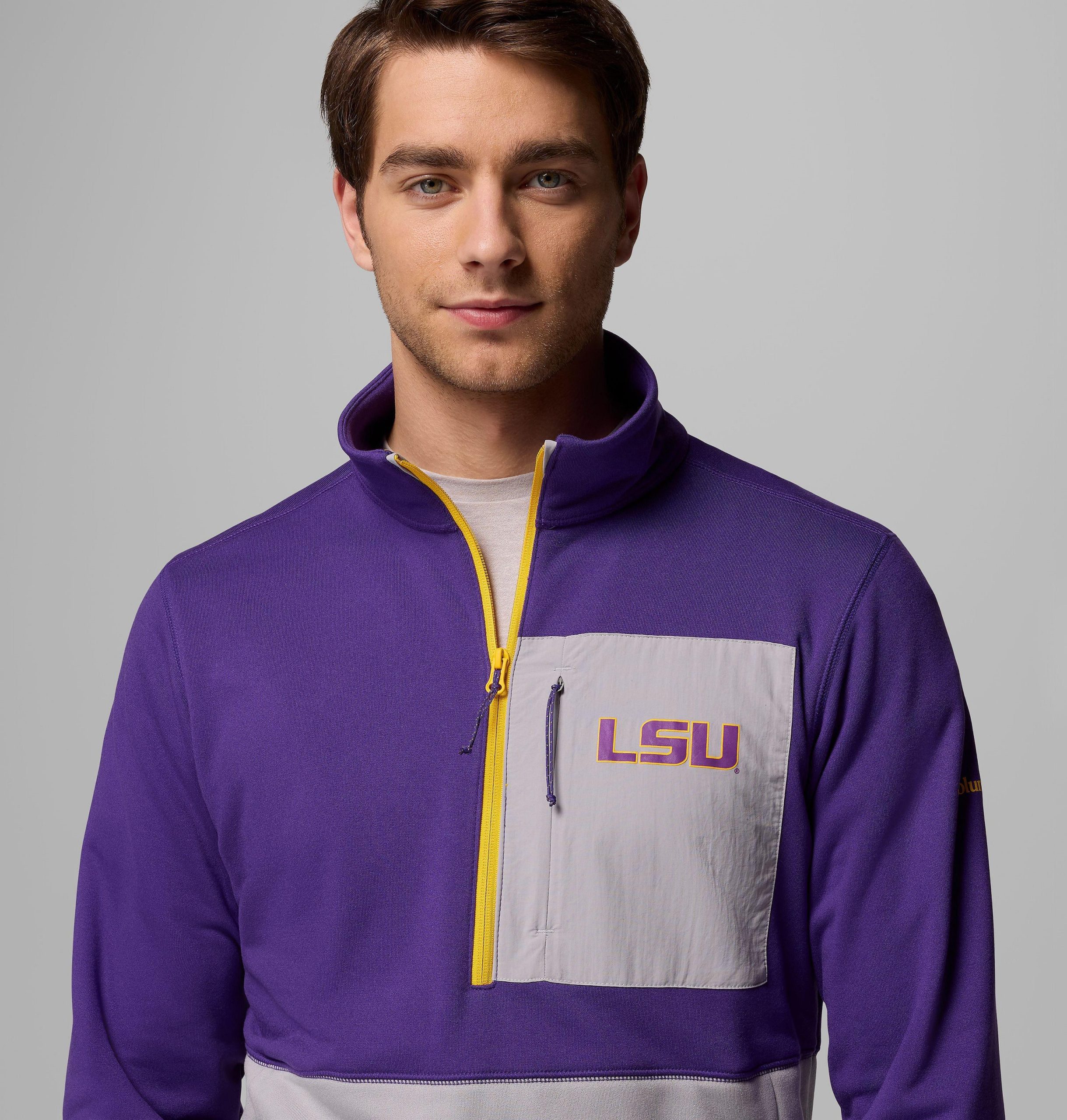 columbia wanderjacke für herren college-stil halber reißverschluss - lsu