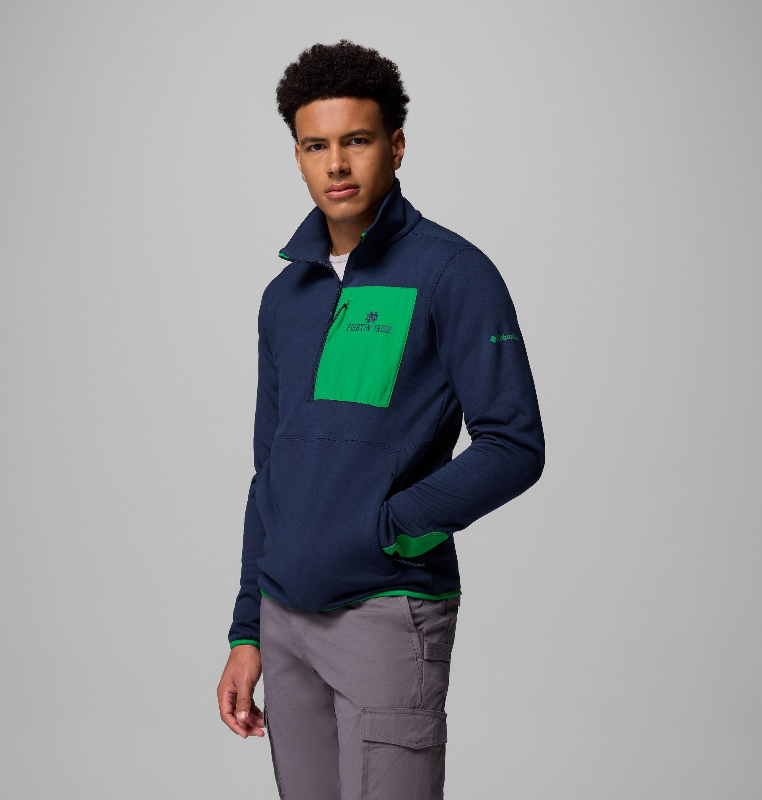 columbia wanderjacke für herren college-stil mit halbem reißverschluss - notre dame