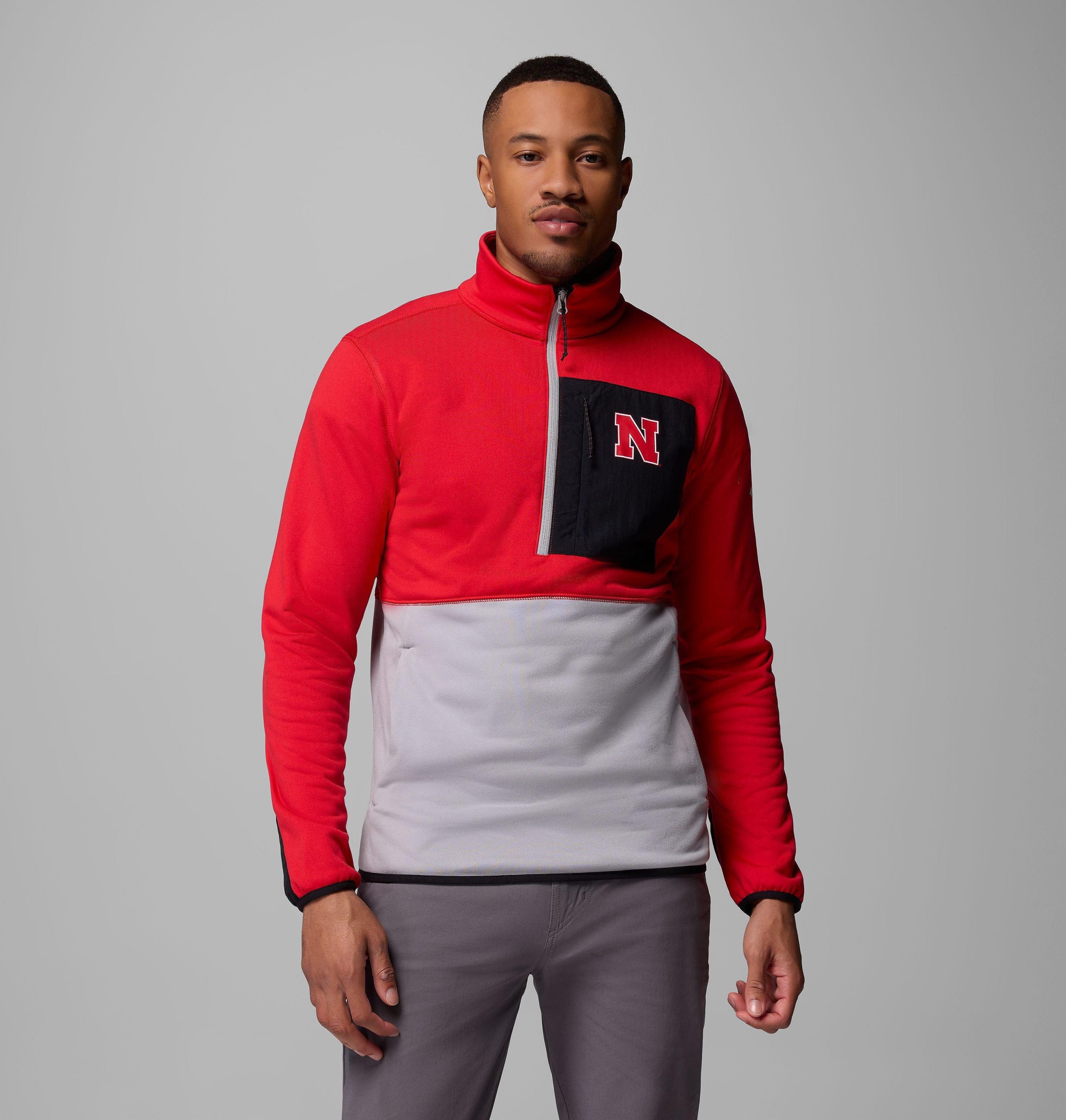 columbia wanderjacke für herren college-stil mit halbem reißverschluss - nebraska