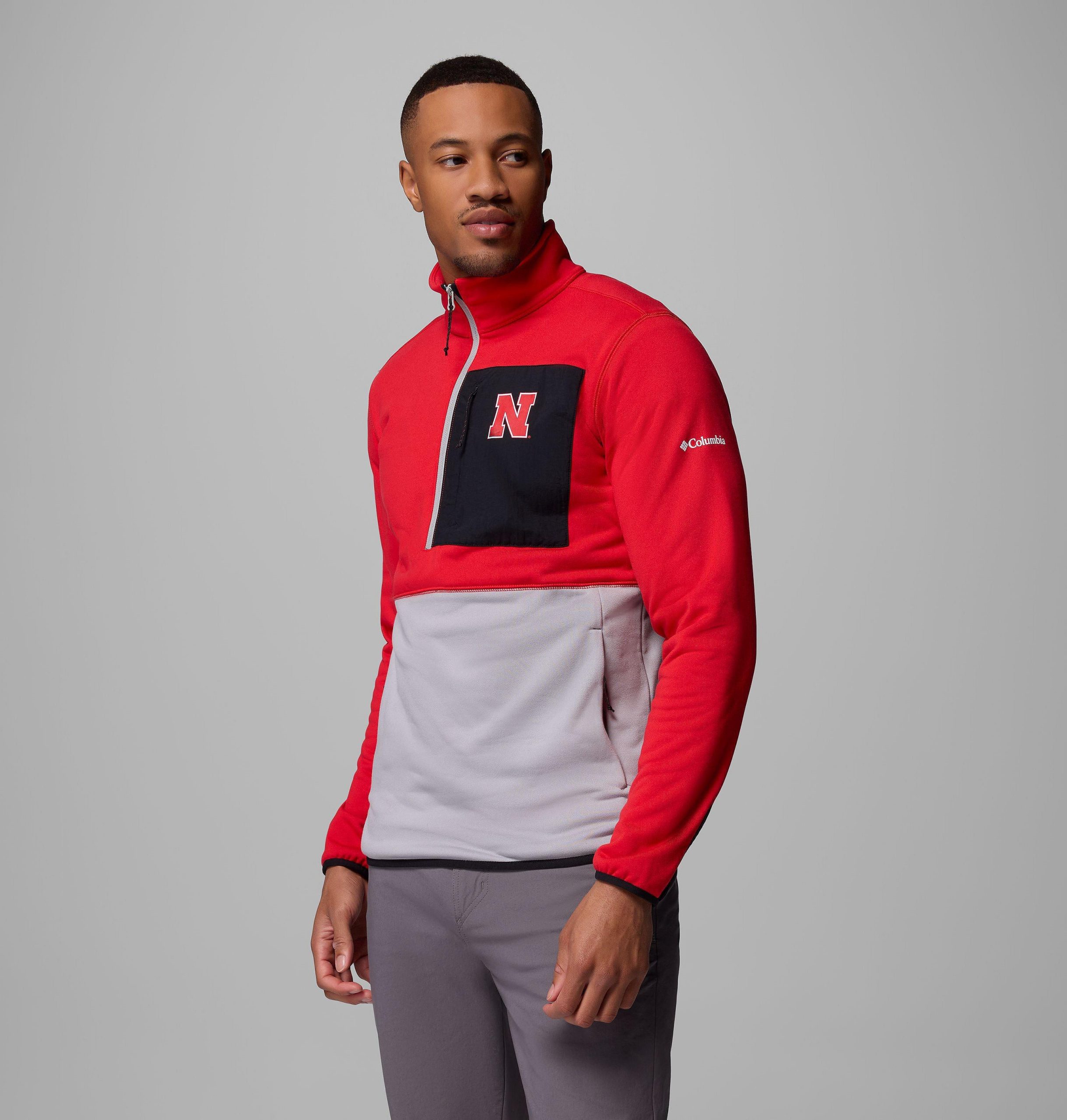 columbia wanderjacke für herren college-stil mit halbem reißverschluss - nebraska