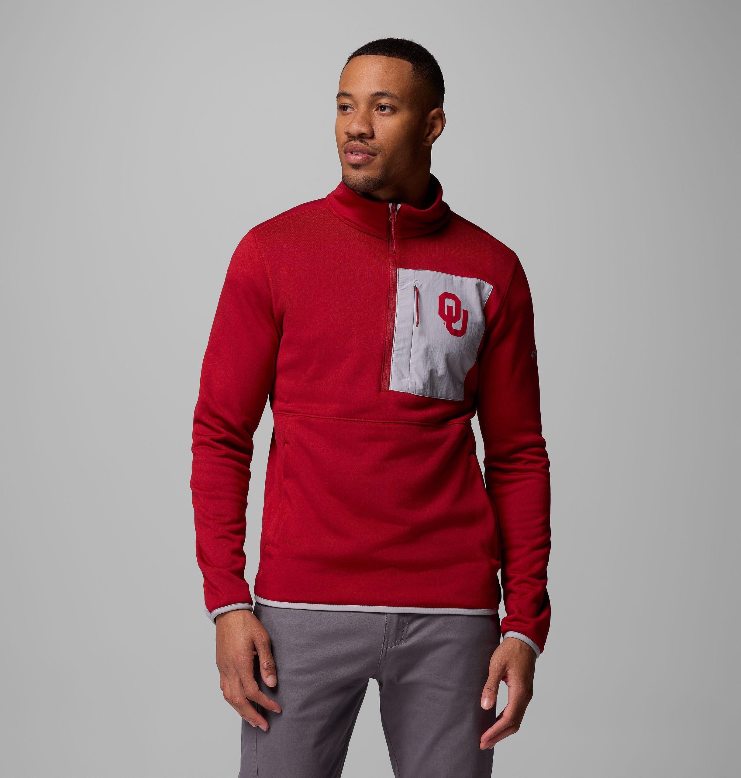 columbia wanderjacke für herren college-stil mit halbem reißverschluss – oklahoma