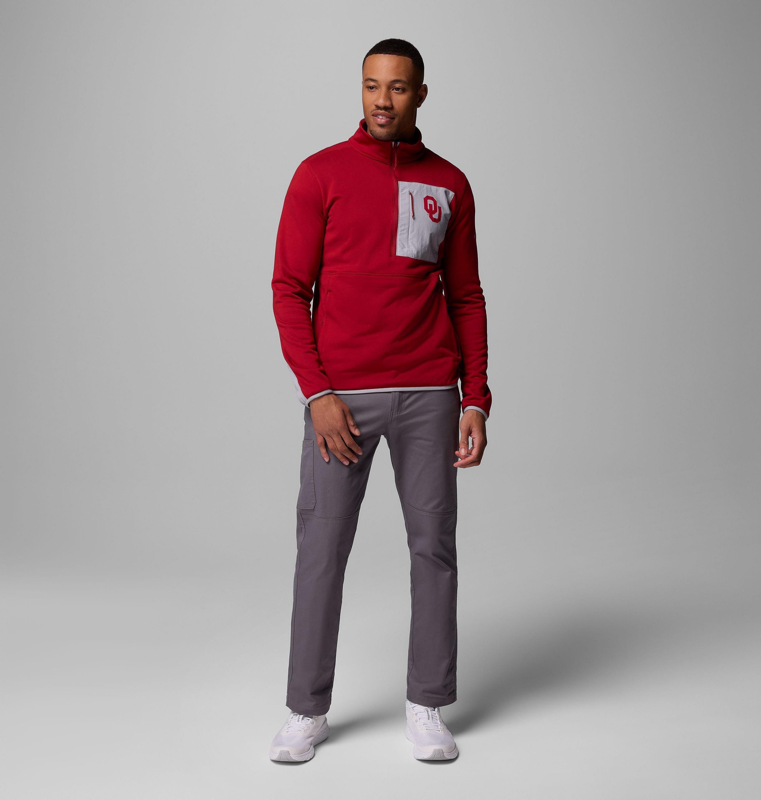 columbia wanderjacke für herren college-stil mit halbem reißverschluss – oklahoma