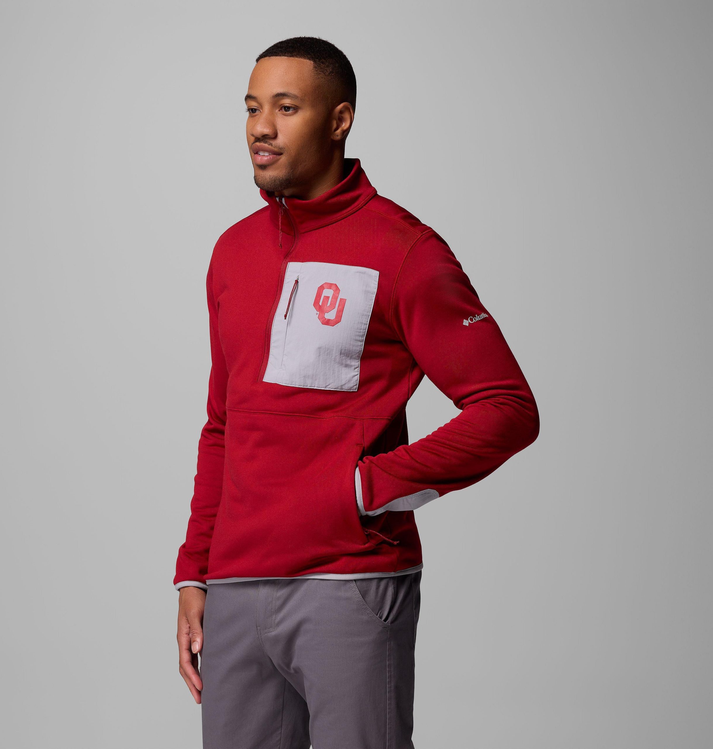 columbia wanderjacke für herren college-stil mit halbem reißverschluss – oklahoma