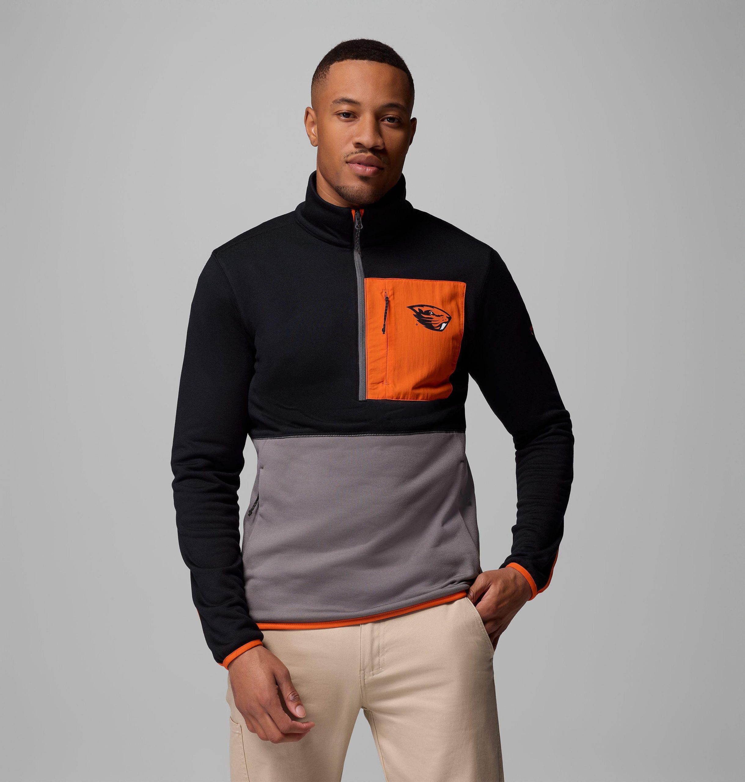 columbia wanderjacke für herren college-stil mit halbem reißverschluss - oregon state