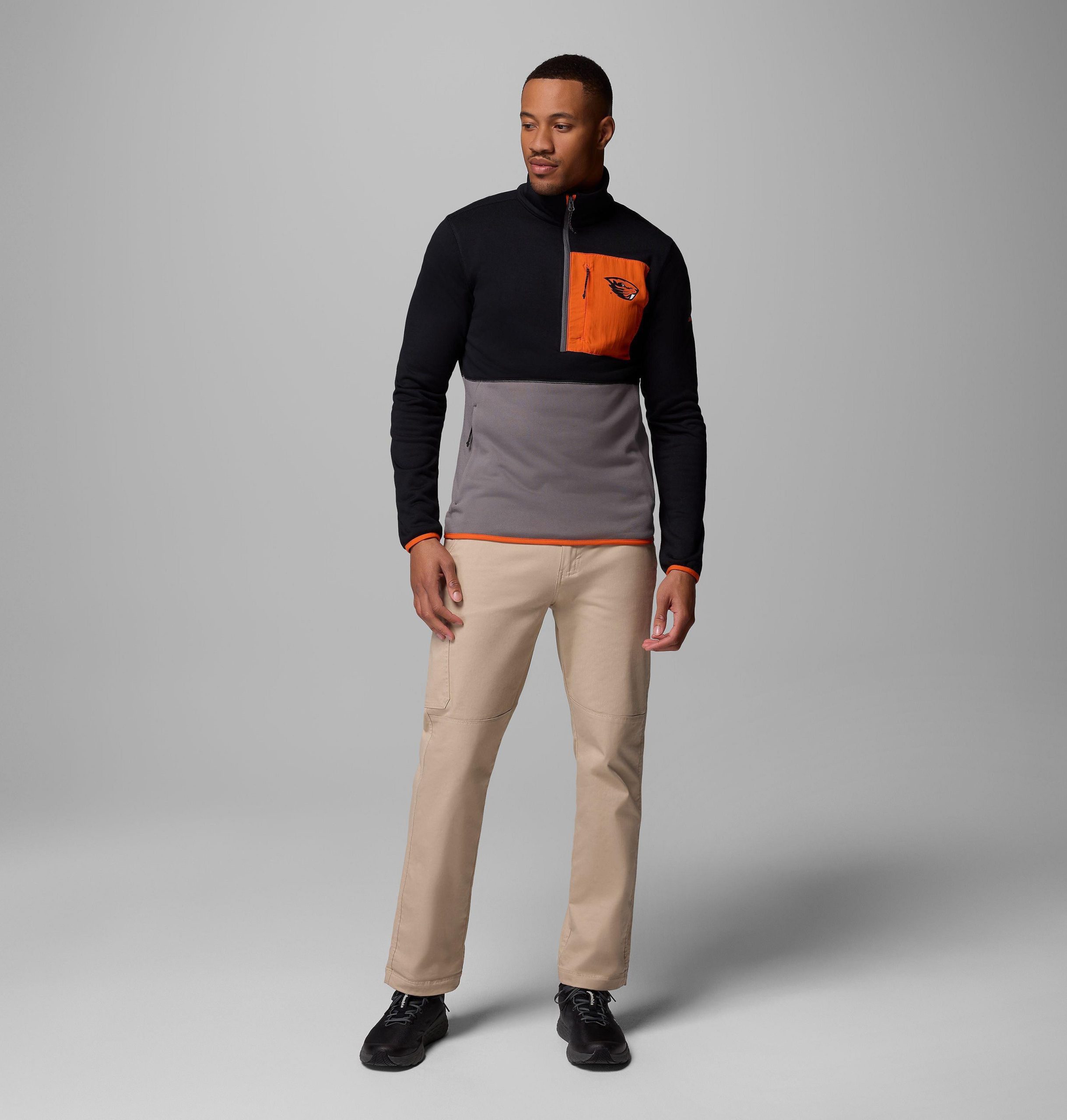 columbia wanderjacke für herren college-stil mit halbem reißverschluss - oregon state