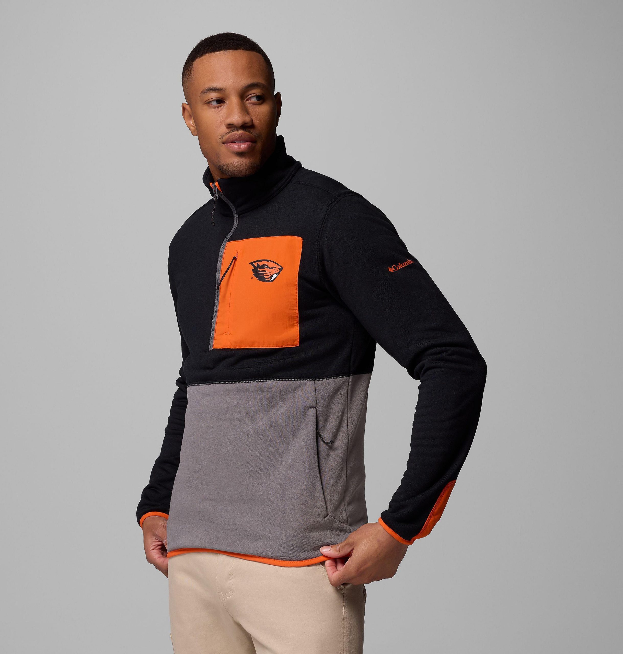 columbia wanderjacke für herren college-stil mit halbem reißverschluss - oregon state