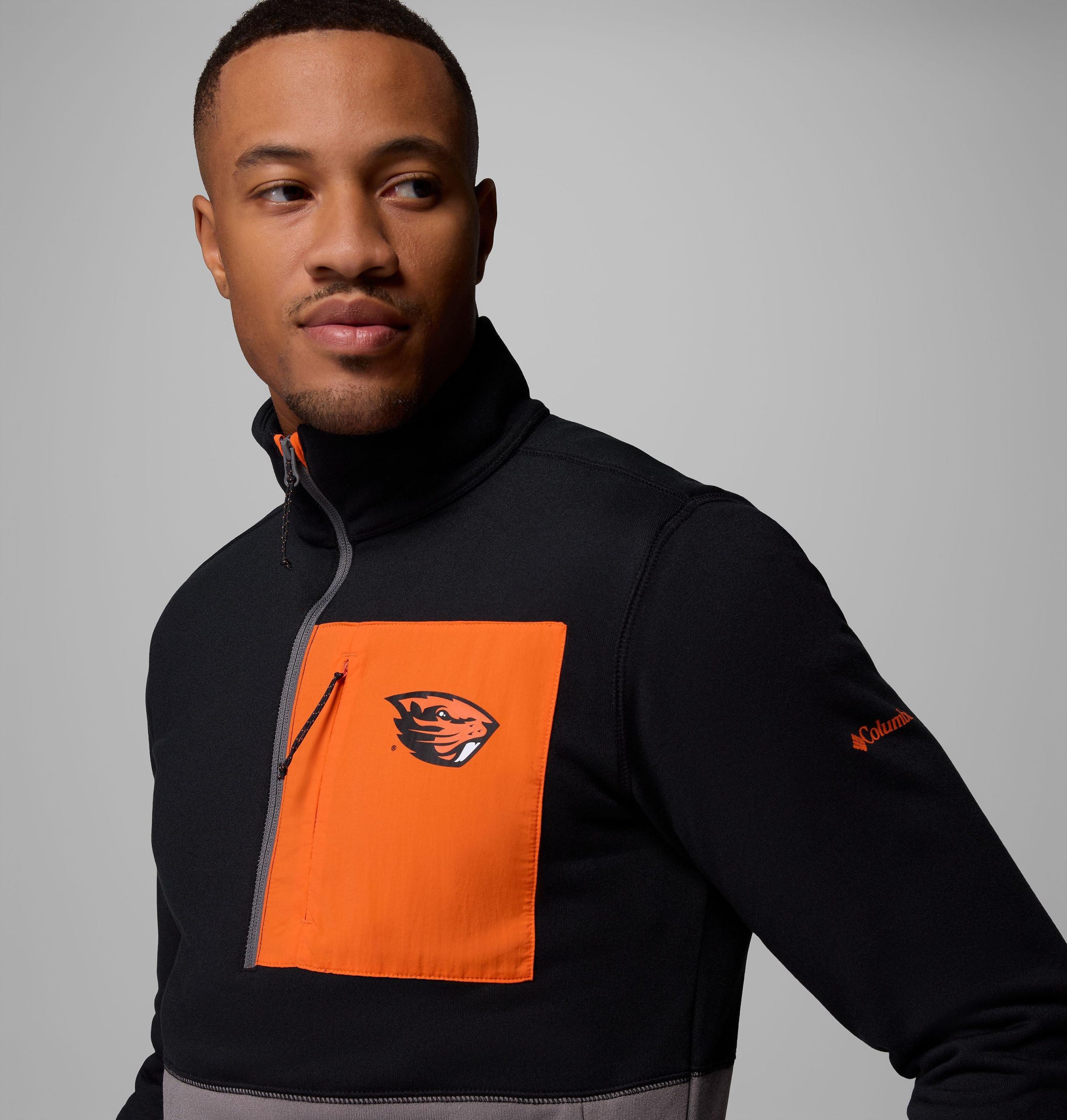 columbia wanderjacke für herren college-stil mit halbem reißverschluss - oregon state