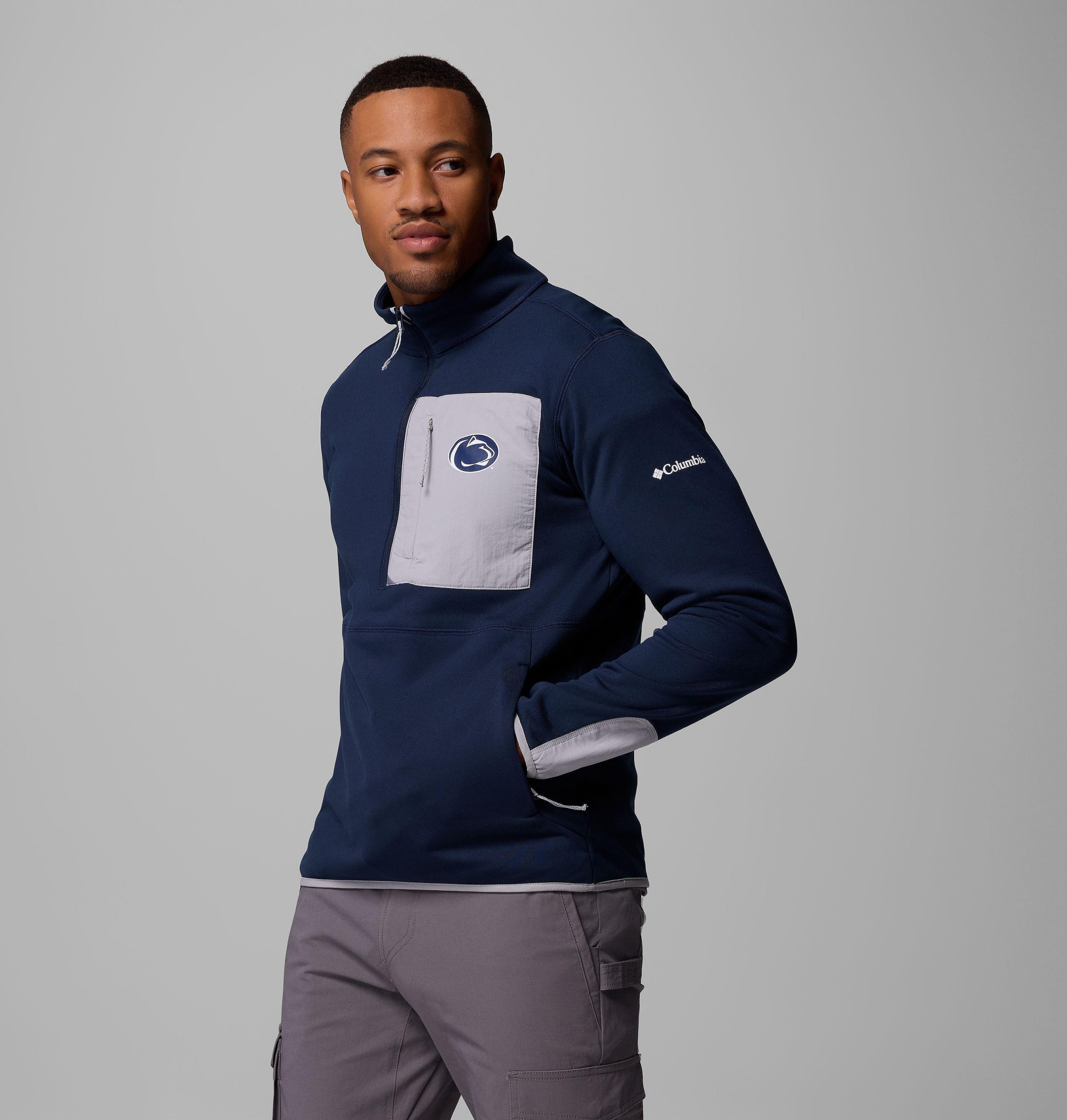 herren-college-wanderjacke mit halbem reißverschluss von columbia - penn state