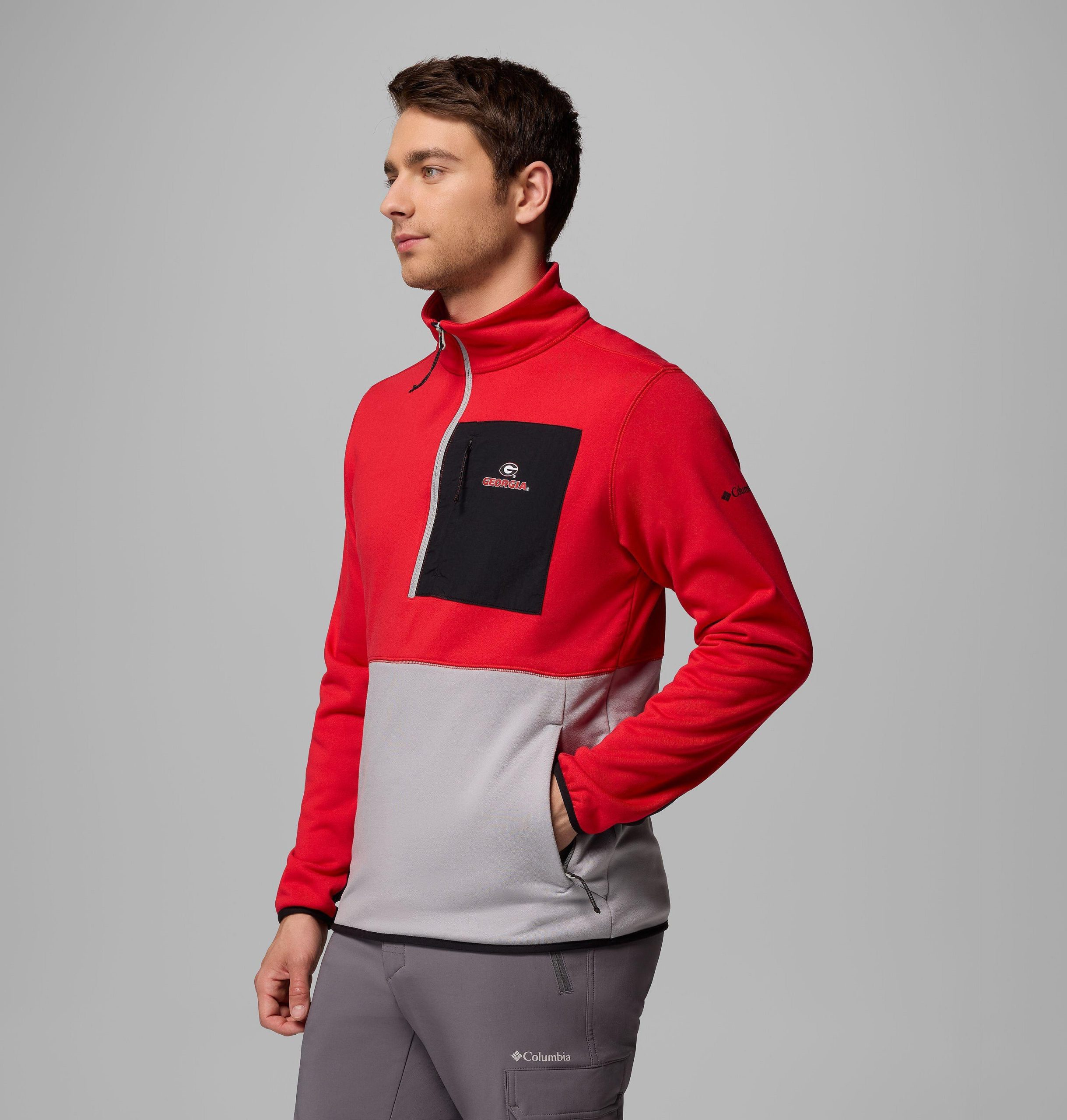 columbia wanderjacke für herren college-stil mit halbem reißverschluss - georgia