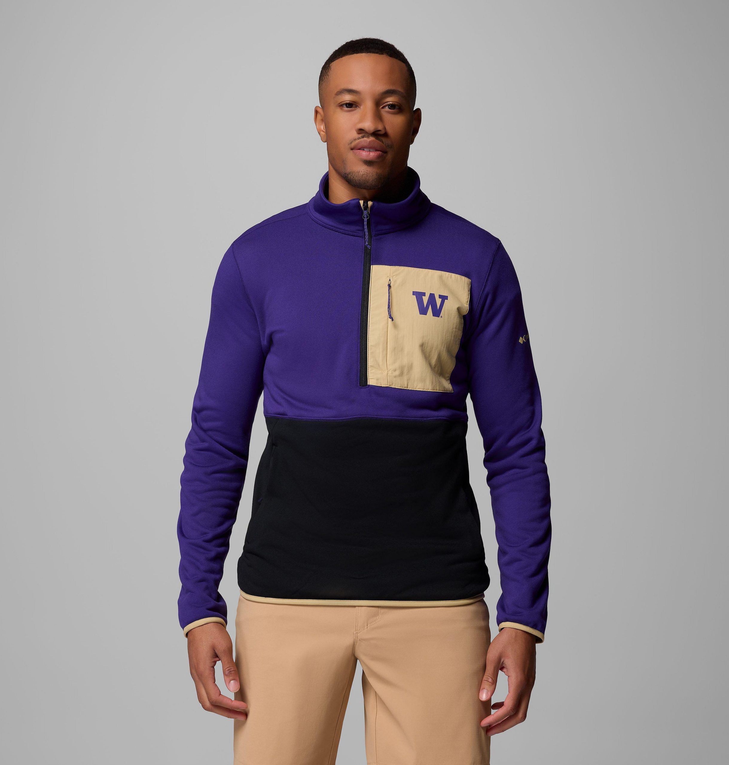 columbia wanderjacke für herren college-stil mit halbem reißverschluss – washington