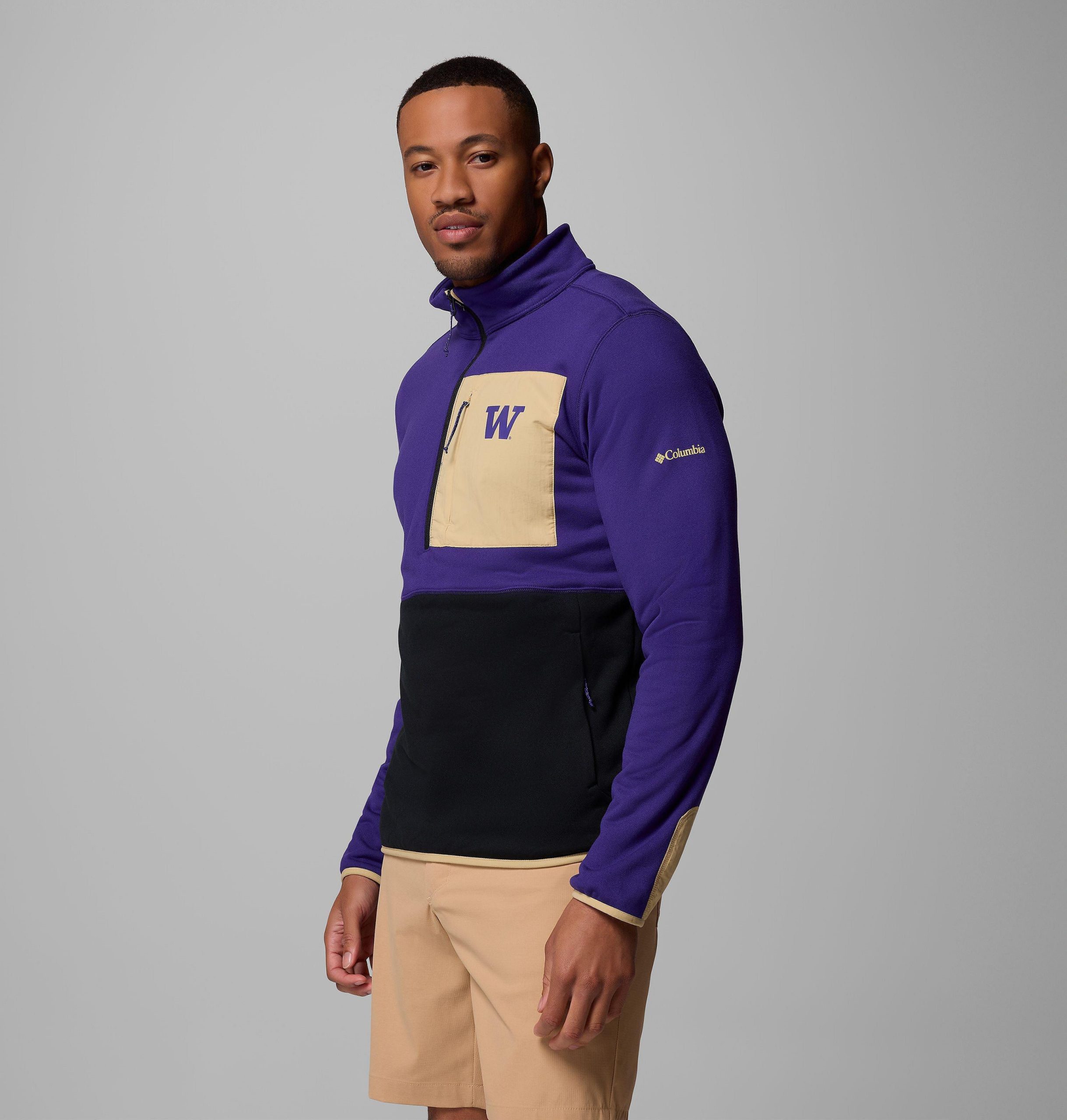columbia wanderjacke für herren college-stil mit halbem reißverschluss – washington