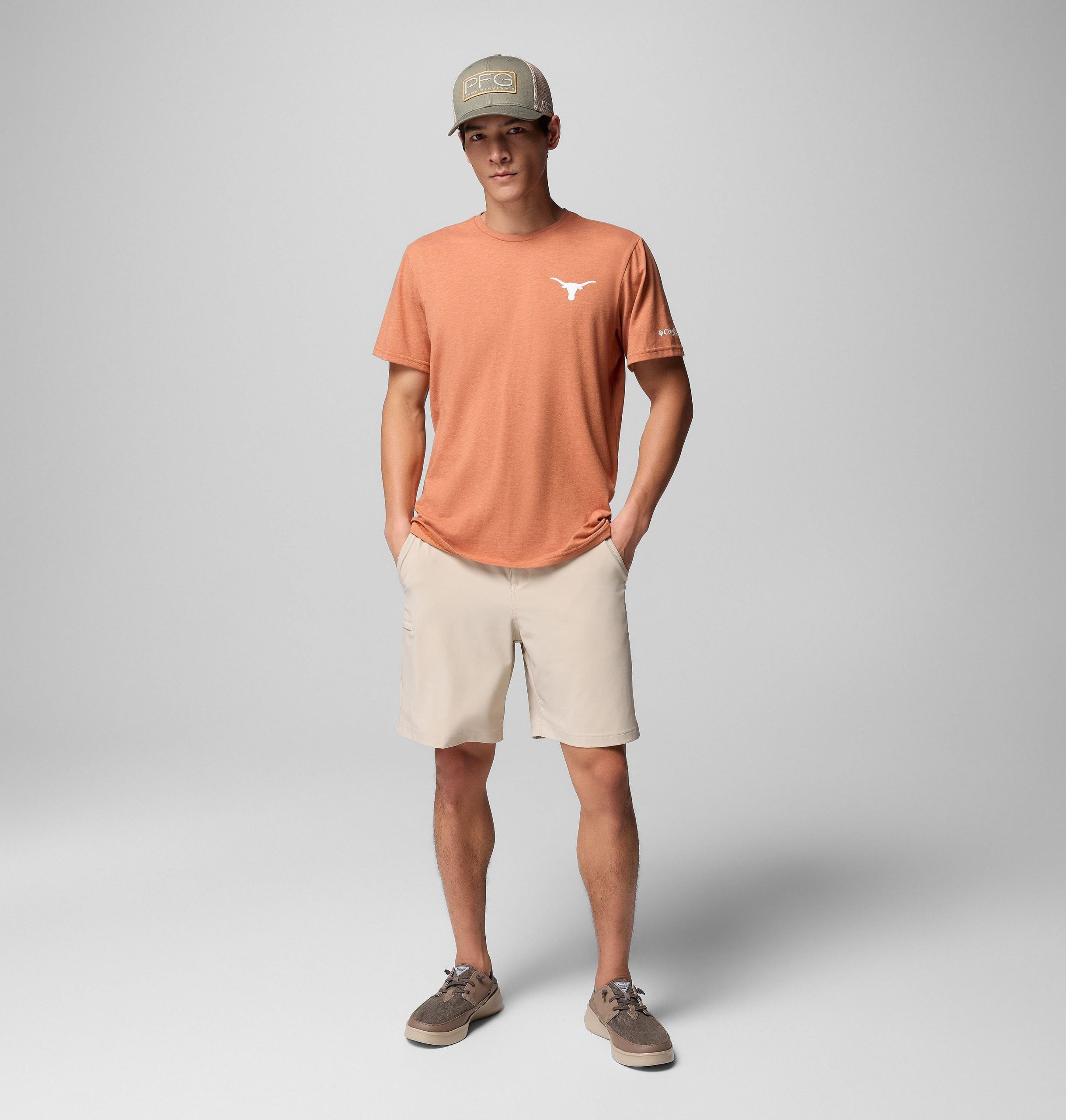 pfg kurzarmhemd für herren college-stil – texas