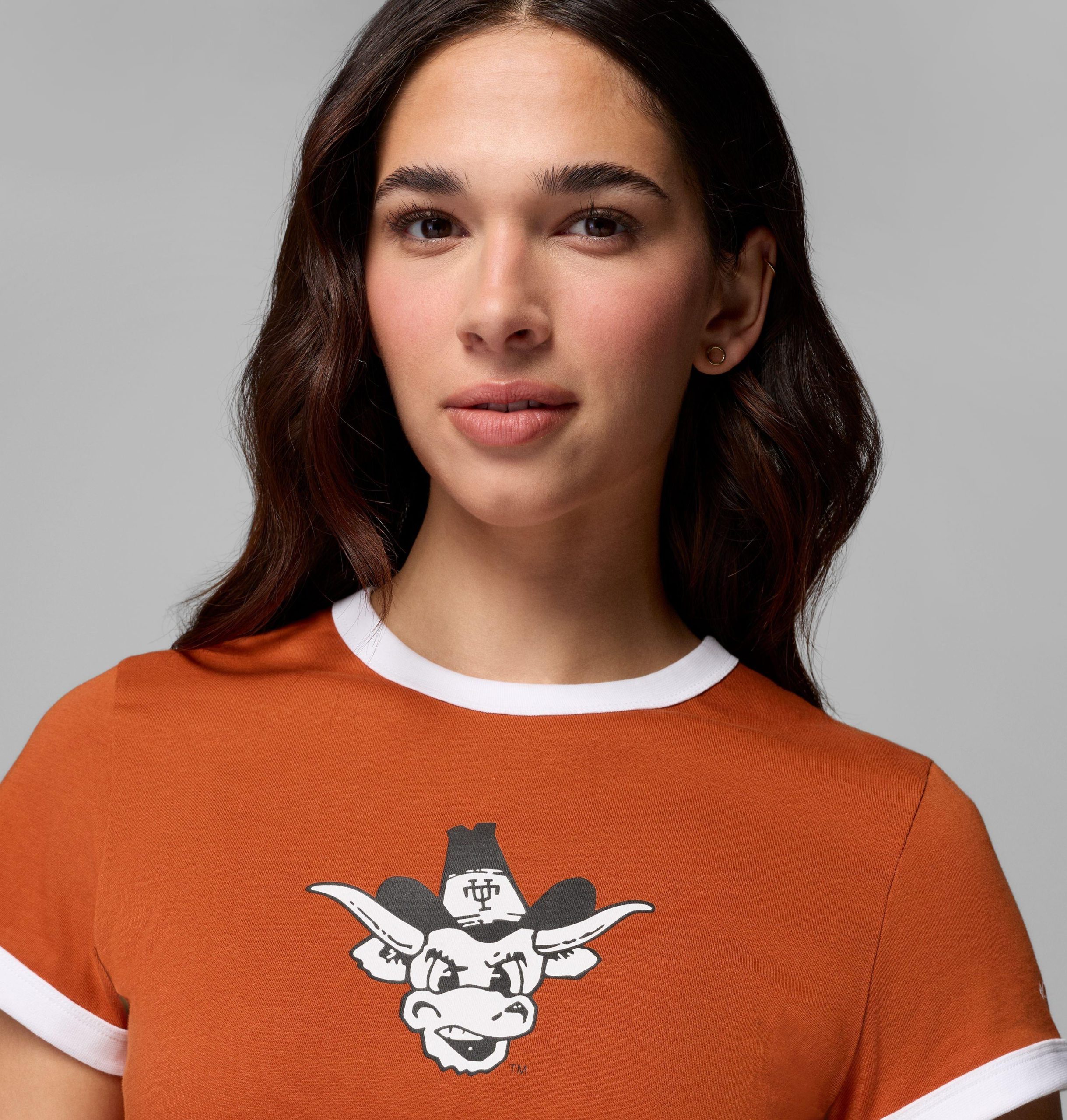 damen-college-t-shirt mit rolling bend ringer-effekt – texas