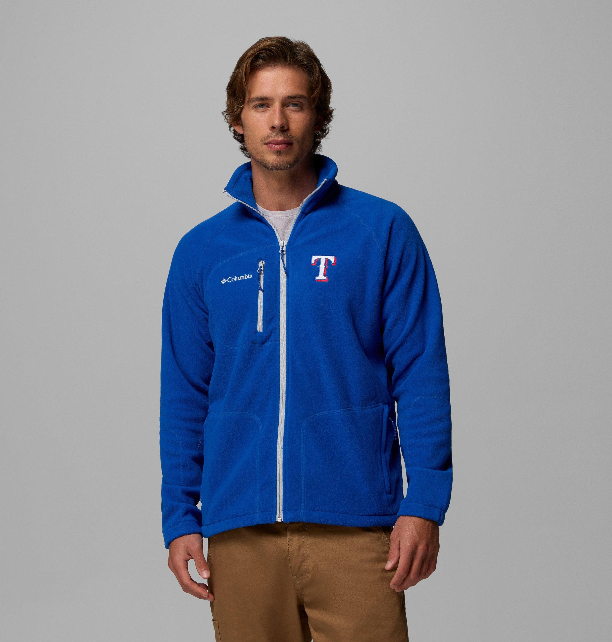 mlb fast trek ii fleecejacke mit durchgehendem reißverschluss – texas rangers
