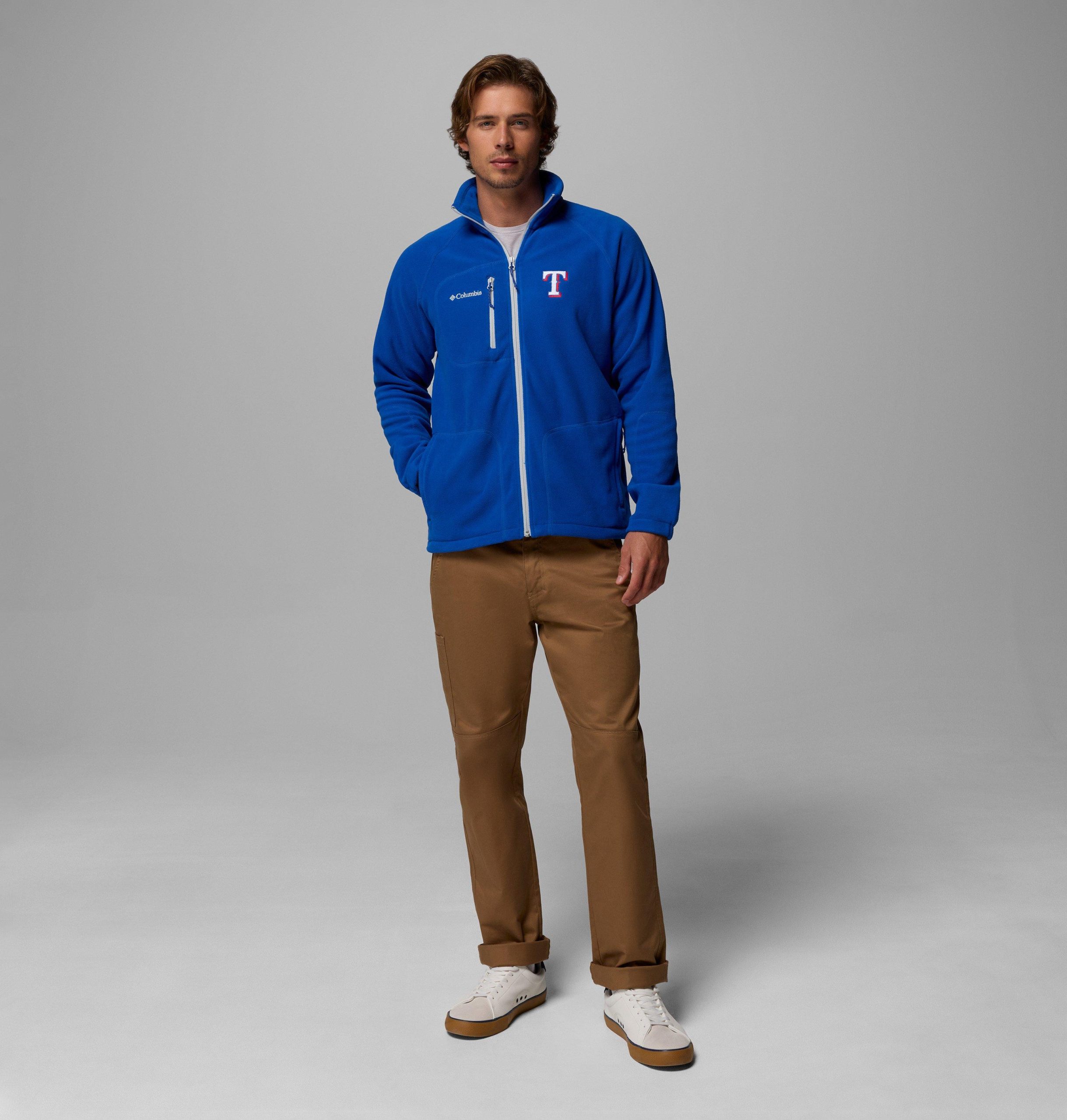 mlb fast trek ii fleecejacke mit durchgehendem reißverschluss – texas rangers