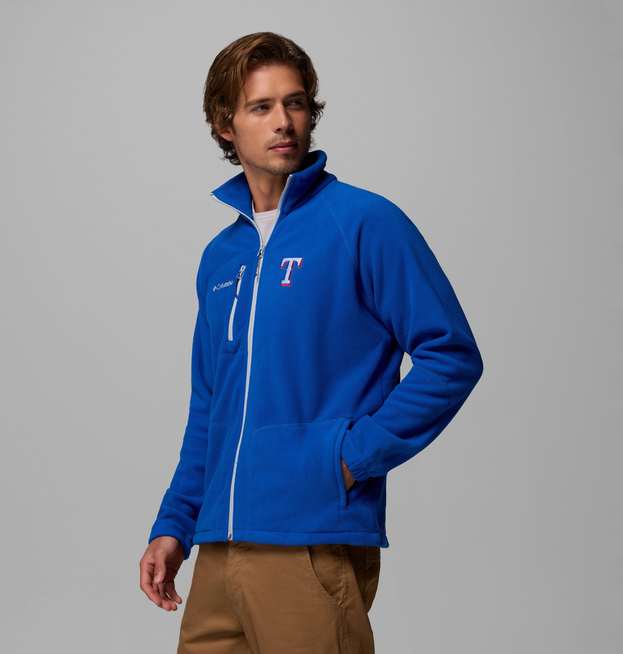 mlb fast trek ii fleecejacke mit durchgehendem reißverschluss – texas rangers