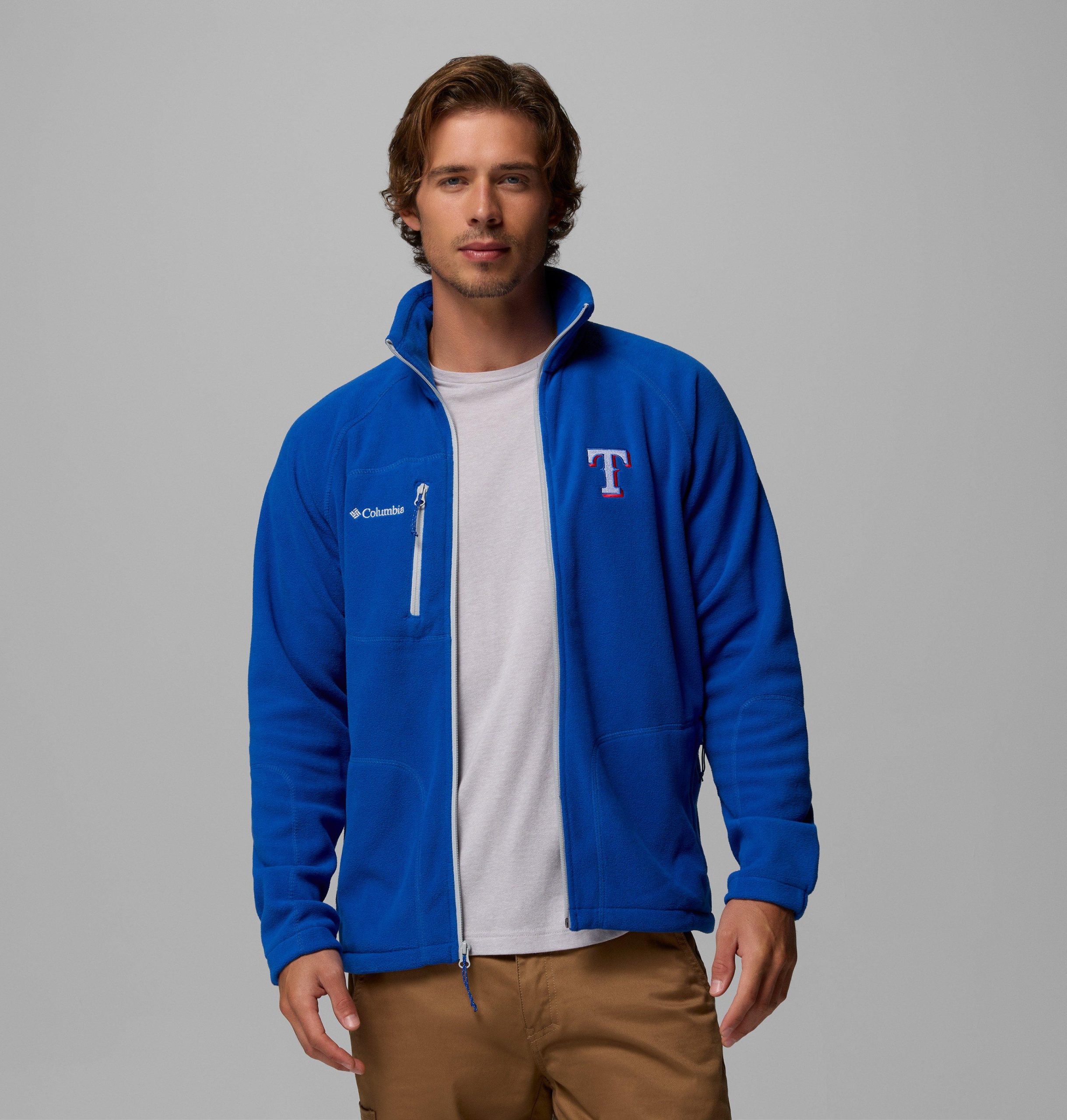 mlb fast trek ii fleecejacke mit durchgehendem reißverschluss – texas rangers