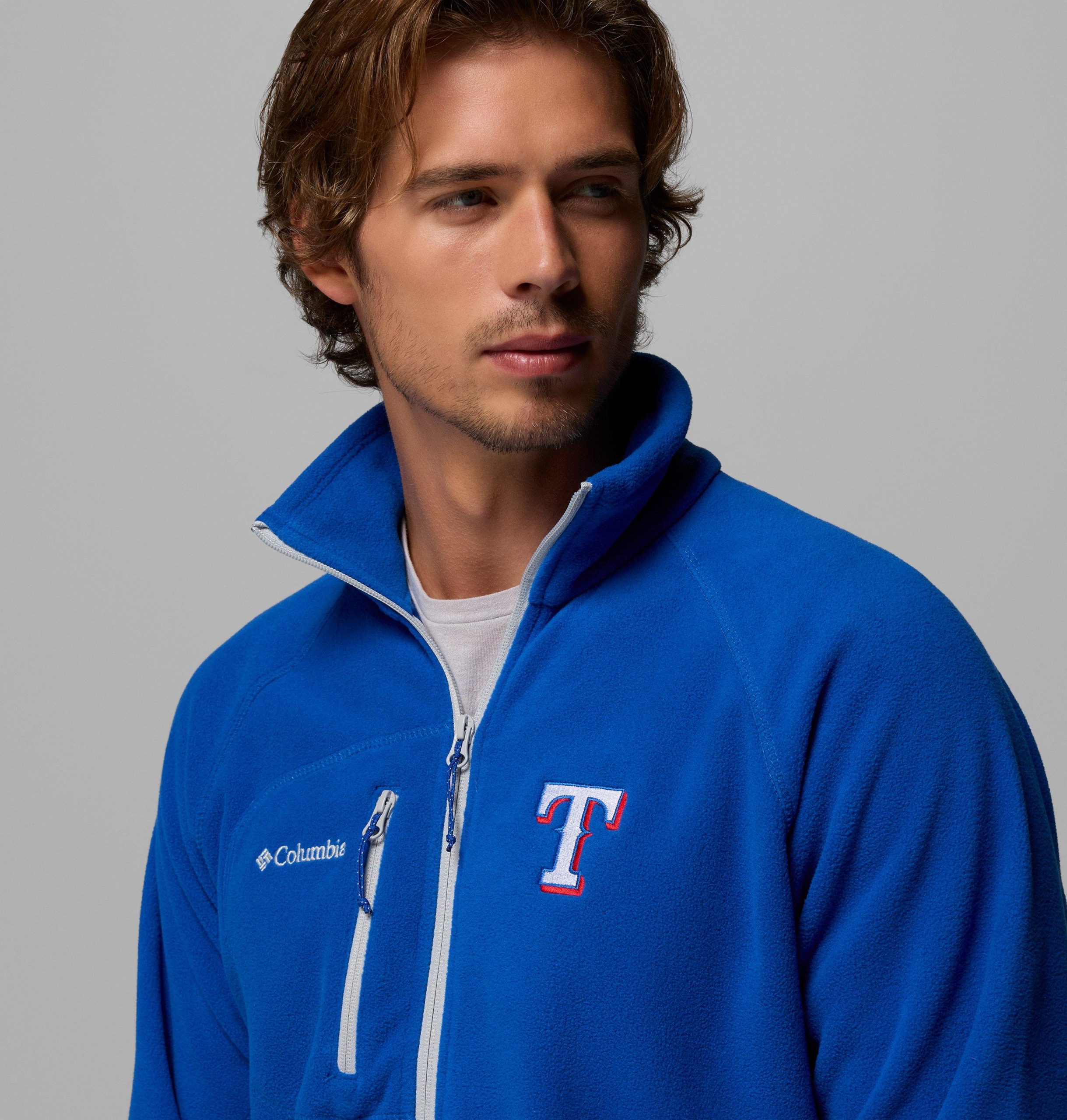 mlb fast trek ii fleecejacke mit durchgehendem reißverschluss – texas rangers