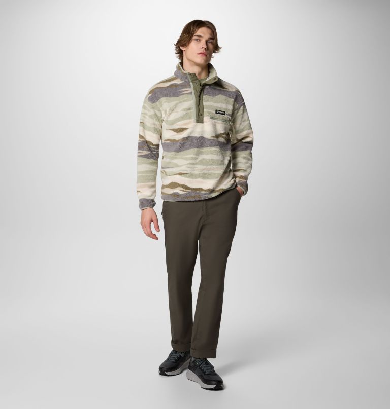 helvetia ii herren-fleecepullover mit print und halben druckknöpfen